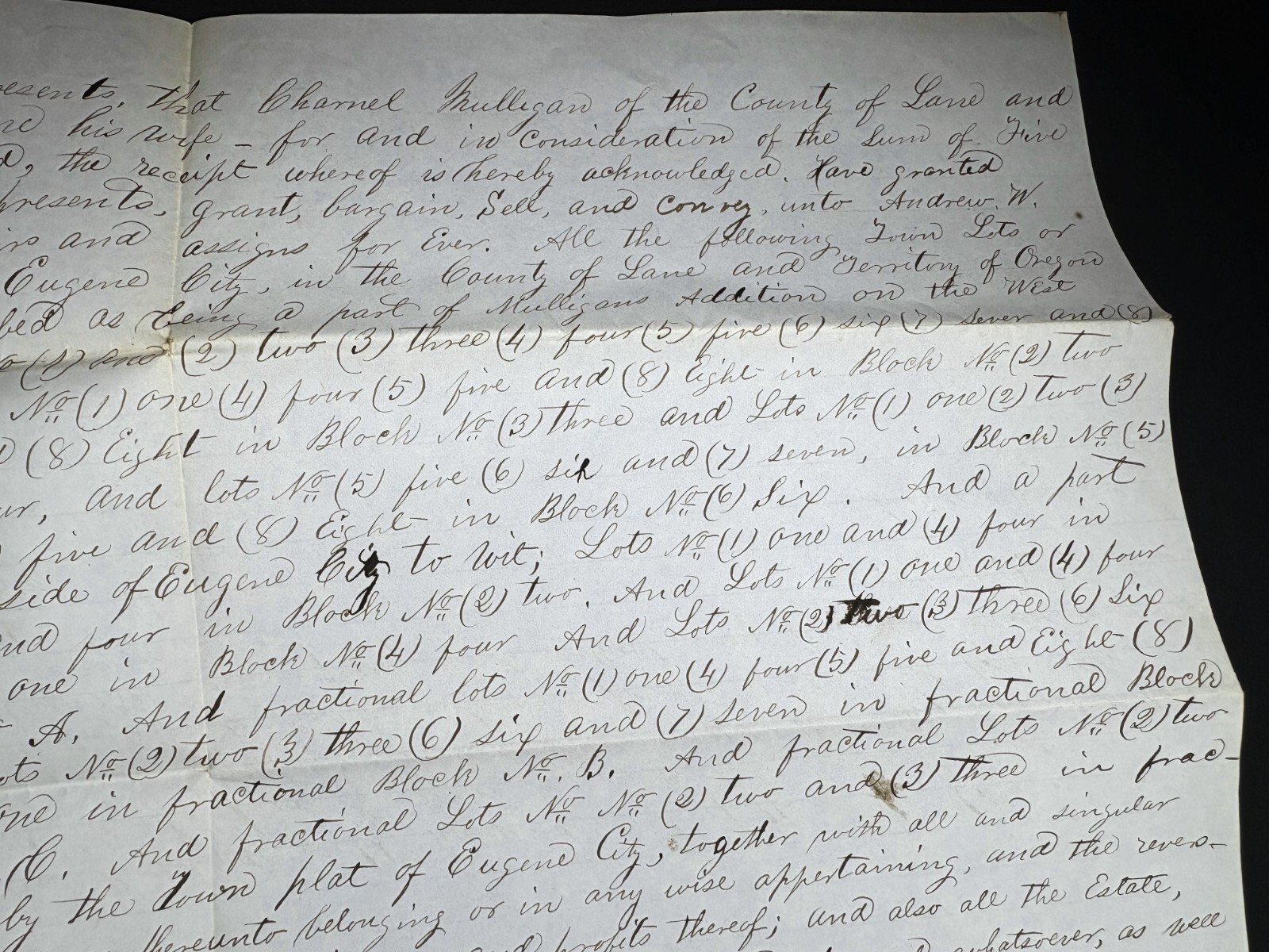 RARE Important ms Document 1856 Eugene Oregon Pioneers Patterson Signed Mulligan RARE Important ms Document 1856 Eugene Oregon Pioneers Patterson Signed Mulligan