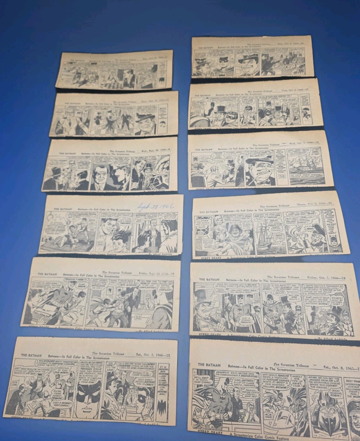 1966 Batman 63 Pc Newspaper Strip Lot Penguin Jolly Roger Pirate DC Kane Rare 1966 Batman 63 Pc Newspaper Strip Lot Penguin Jolly Roger Pirate DC Kane Rare