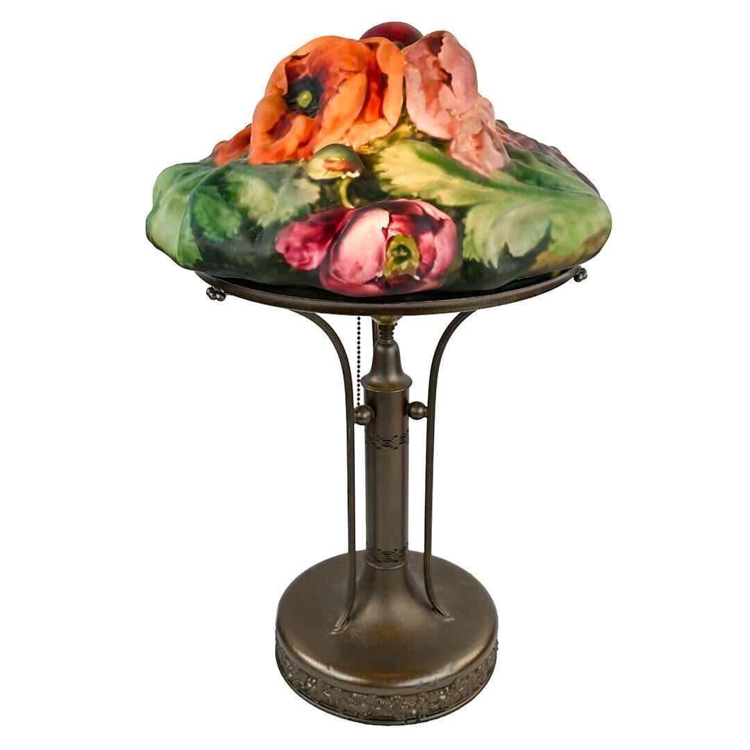Antique Pairpoint Puffy Tri-Color Poppy Lamp Antique Pairpoint Puffy Tri-Color Poppy Lamp
