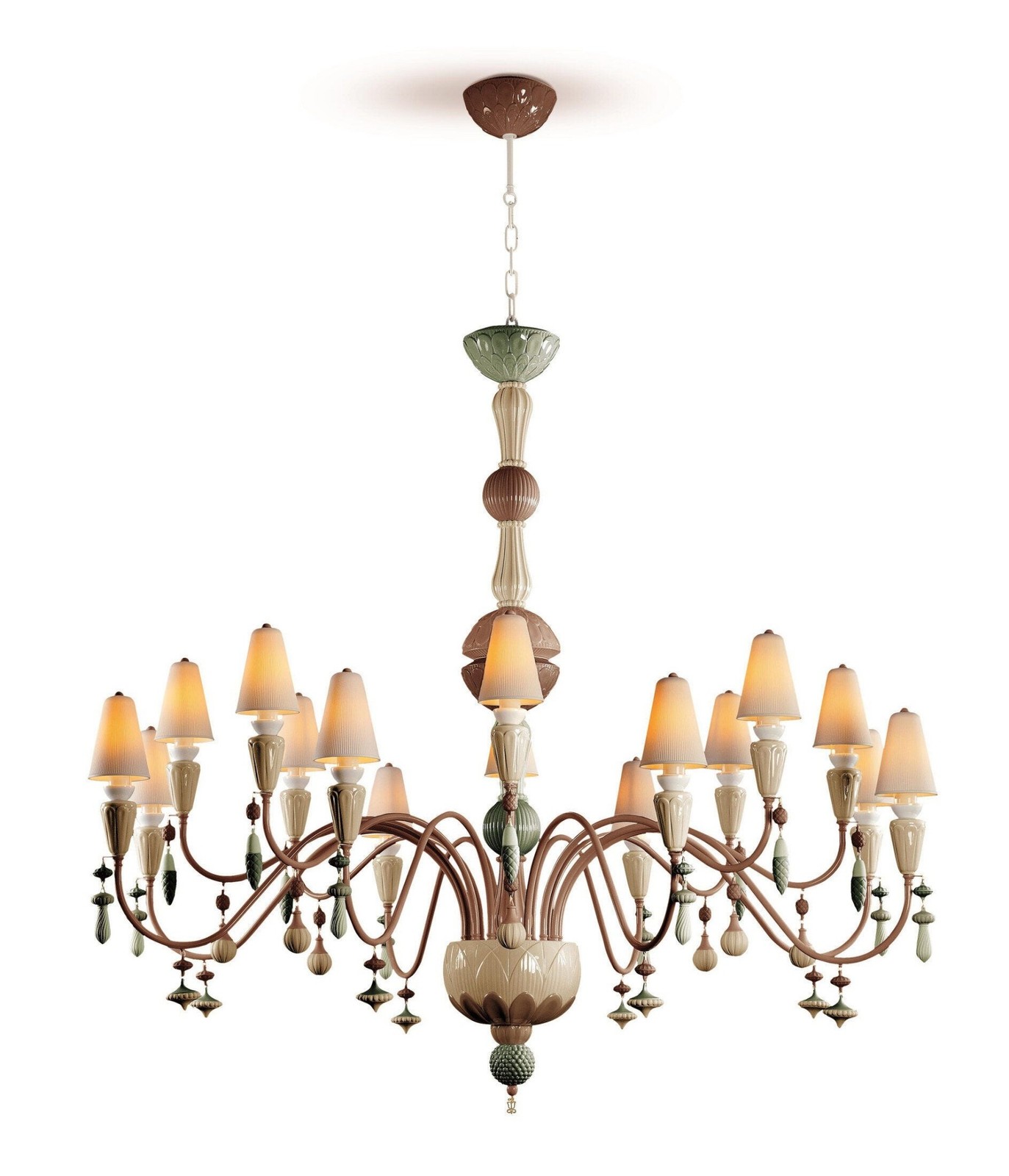 Lladro Ivy and Seed 16 Lights Chandelier. Large Flat Model. Spices (US) 01023877 Lladro Ivy and Seed 16 Lights Chandelier. Large Flat Model. Spices (US) 01023877
