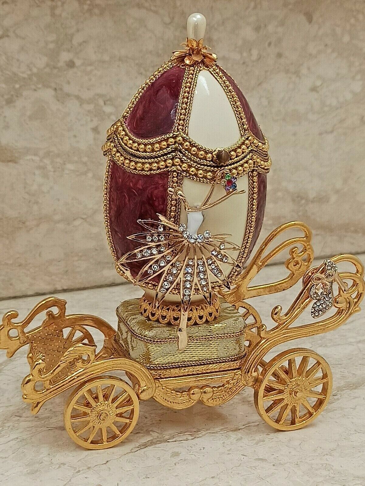 Luxury Mothers day gift Mom wife Faberge trinket box Music 24k GOLD Natural egg