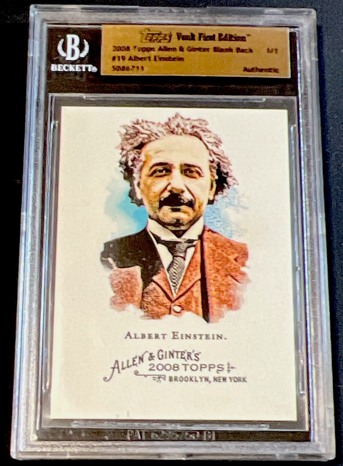 Topps 2008 Allen & Ginter #19 Albert Einstein Blank Back 1/1 BGS Authentic Topps 2008 Allen & Ginter #19 Albert Einstein Blank Back 1/1 BGS Authentic