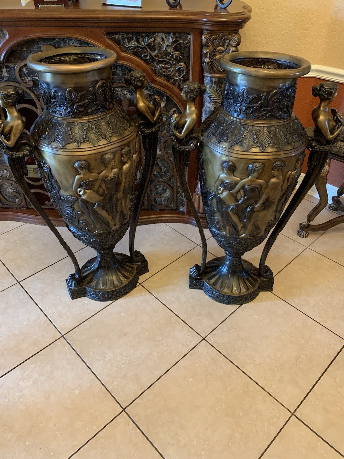 Art Nouveau Bronze Vase, France, 1890s 48in