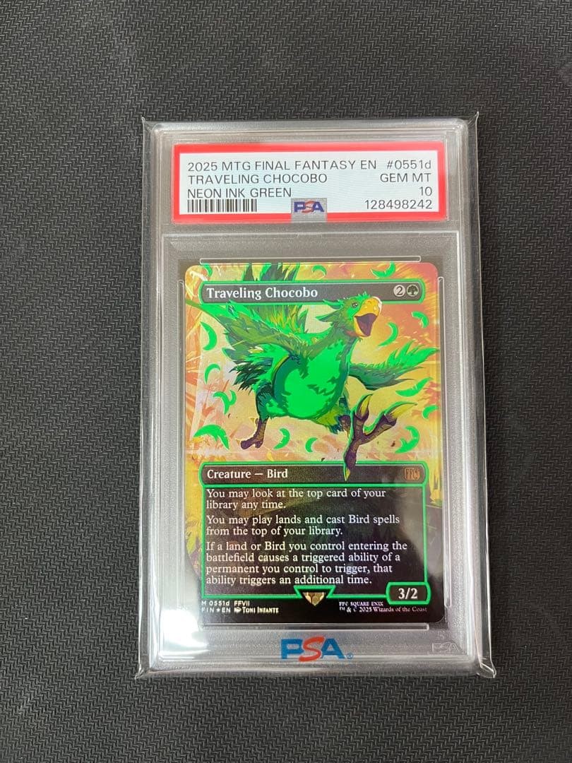 Magic The Gathering Traveling Chocobo Neon Ink Foil Green PSA10 MTG Ultra