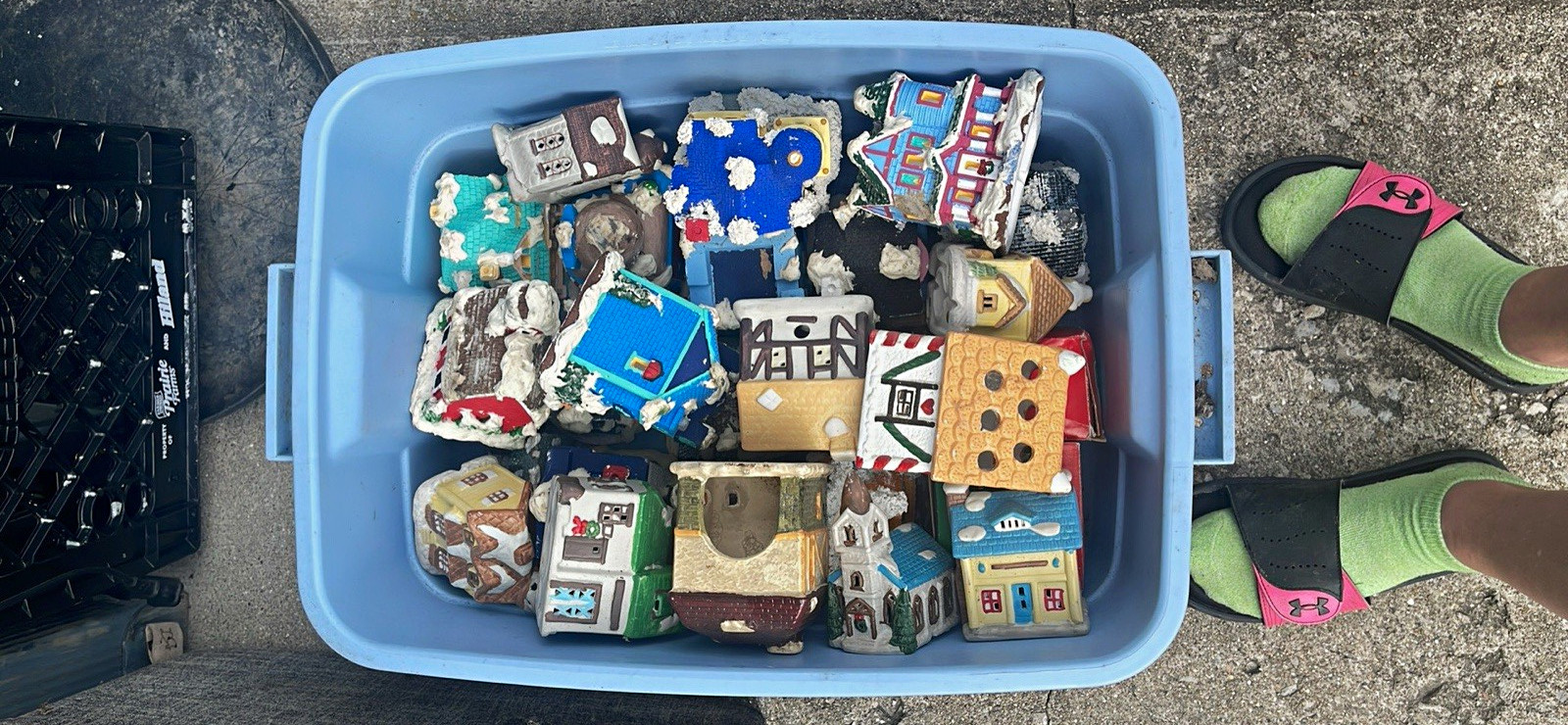 Ceramic Christmas Village House Ornaments Mixed Lot, Hanging, Multicolor Ceramic Christmas Village House Ornaments Mixed Lot, Hanging, Multicolor