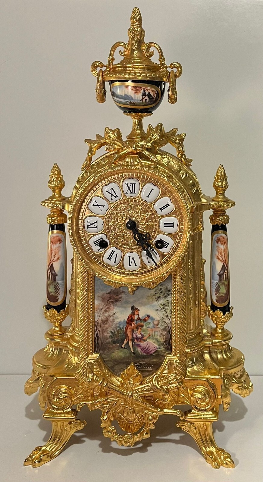 Antique Franz Hermle Lancini Imperial Ormolu Porcelain Gilt Bronze Mantle Clock Antique Franz Hermle Lancini Imperial Ormolu Porcelain Gilt Bronze Mantle Clock