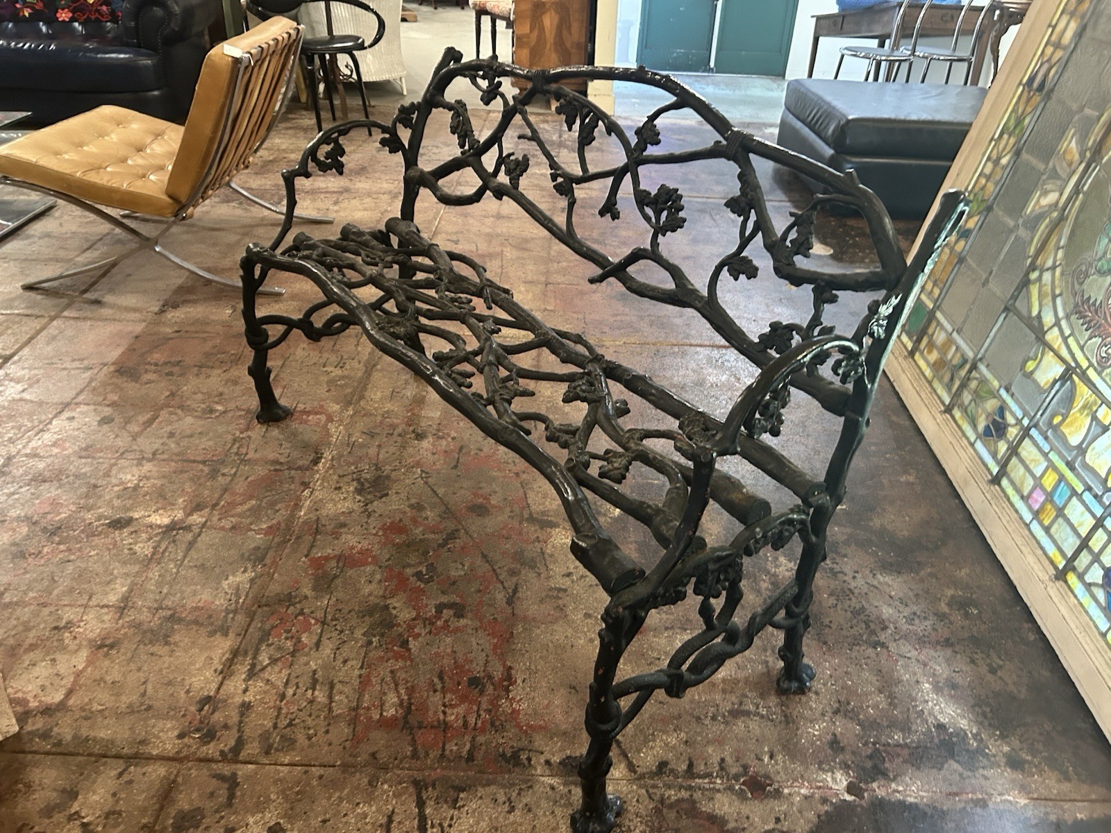 Cast Iron Figural Outdoor Bench, Vary Heavy Rare Masterpiece Circa 1900 Cast Iron Figural Outdoor Bench, Vary Heavy Rare Masterpiece Circa 1900