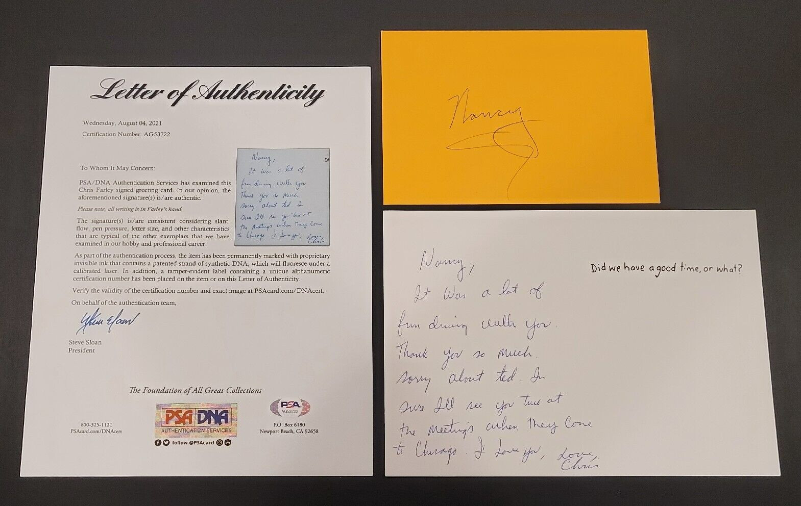 Extremely Rare CHRIS FARLEY Hand Written Signed Greeting Card-TOMMY BOY-SNL-PSA Extremely Rare CHRIS FARLEY Hand Written Signed Greeting Card-TOMMY BOY-SNL-PSA