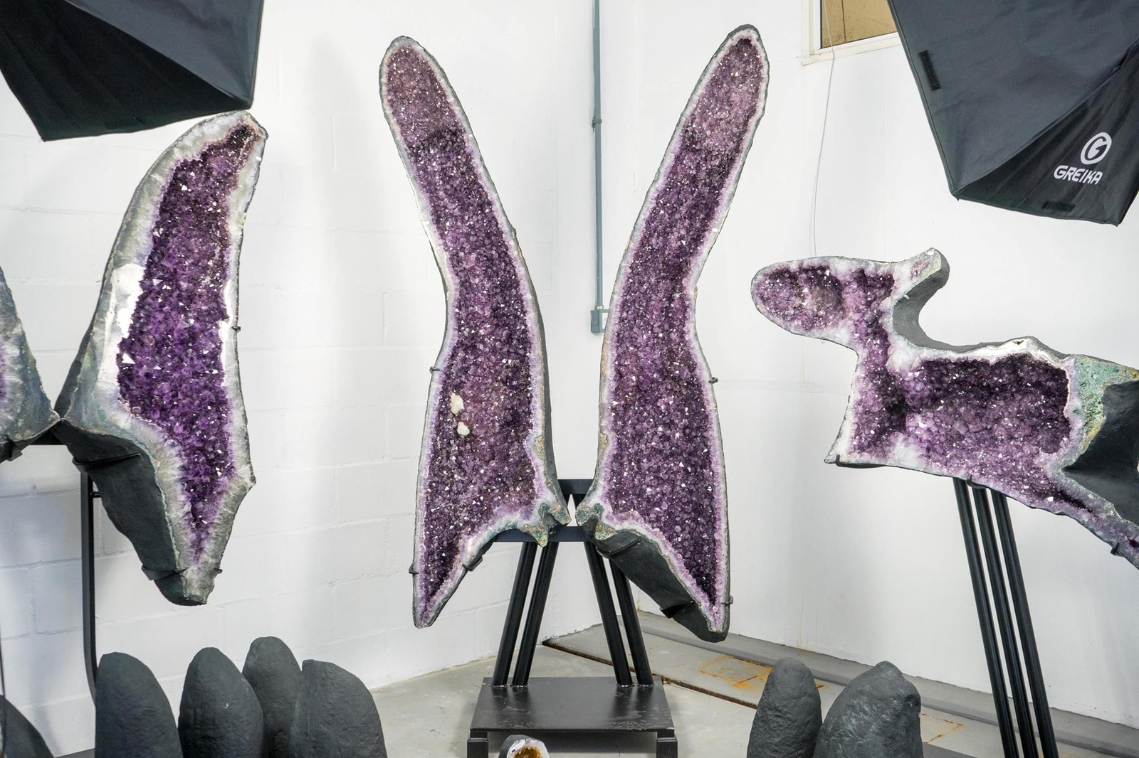 Gorgeous 7.4 Ft Tall Giant Amethyst Cathedrals – XX-Large Amethyst Geode Wings Gorgeous 7.4 Ft Tall Giant Amethyst Cathedrals – XX-Large Amethyst Geode Wings