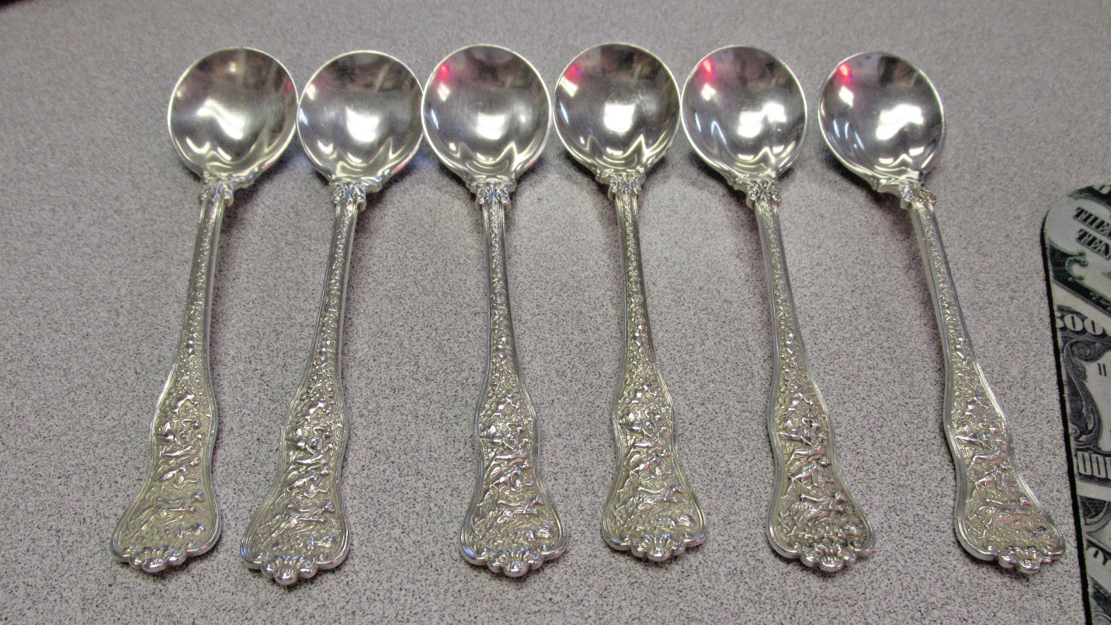  Tiffany & Co Patent 1878 Olympian Victorian Sterling Silver ice Cream Spoon Set