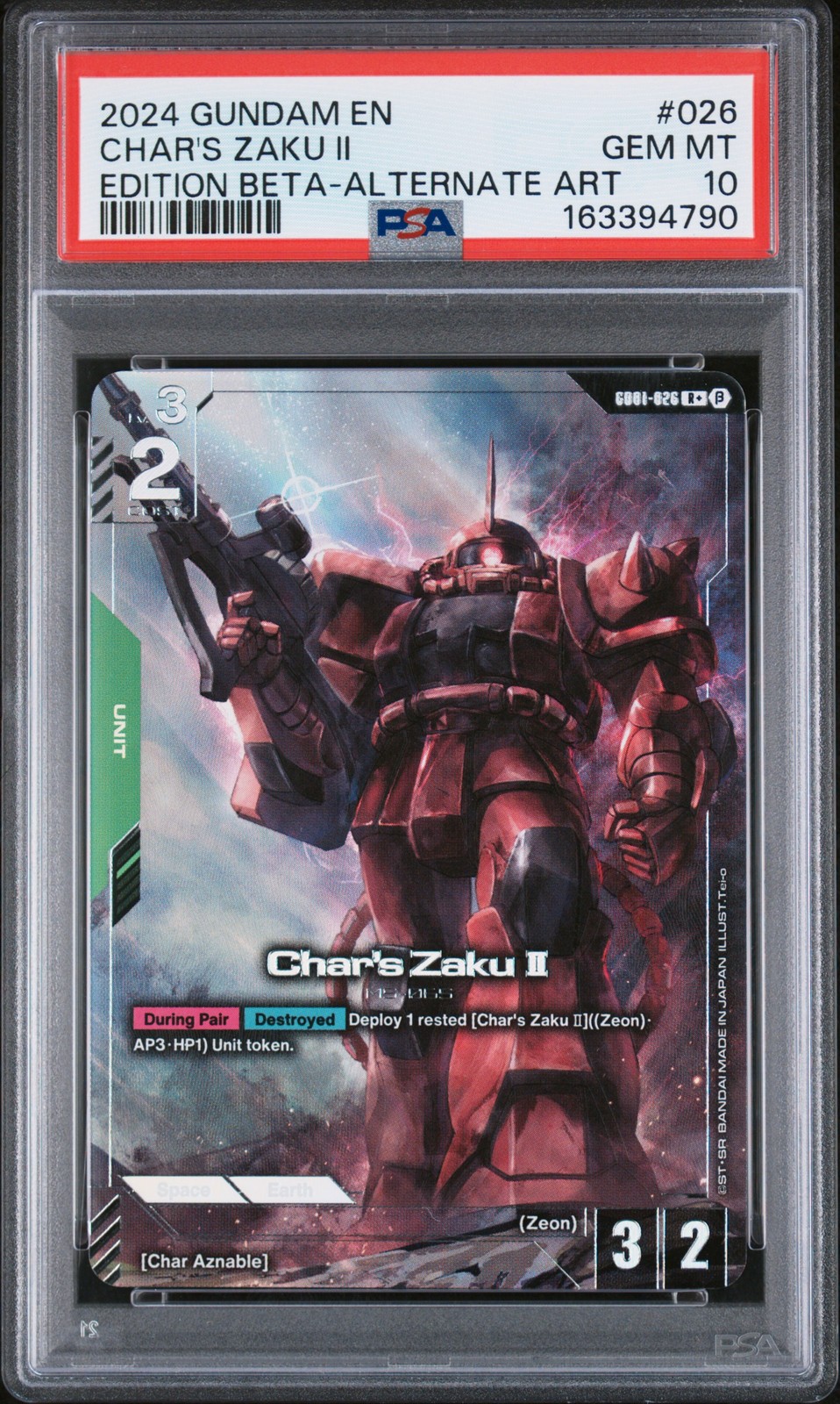 2024 GUNDAM EDITION BETA ALTERNATE ART #026 CHAR'S ZAKU II PSA 10 2024 GUNDAM EDITION BETA ALTERNATE ART #026 CHAR'S ZAKU II PSA 10