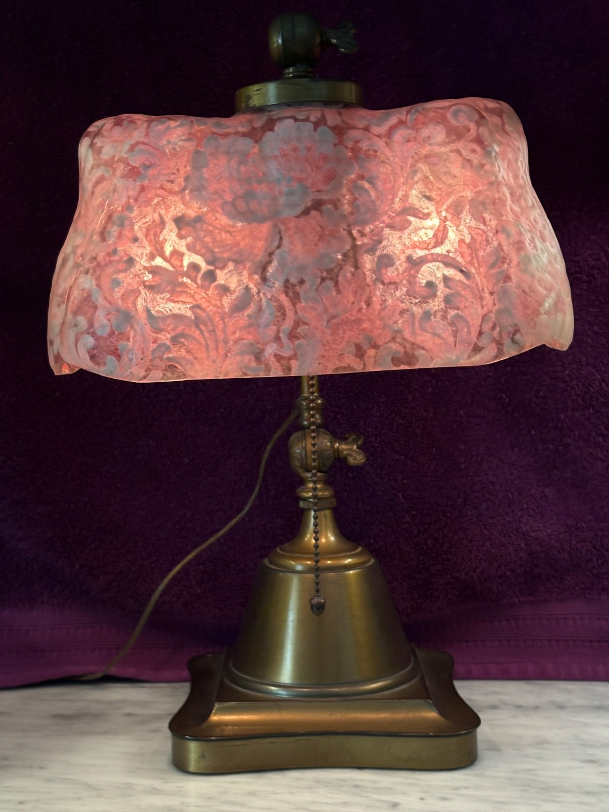 Pairpoint Puffy Mozart Loaf Shade Tapestry Design c.1914 Scarce Piano Desk Lamp