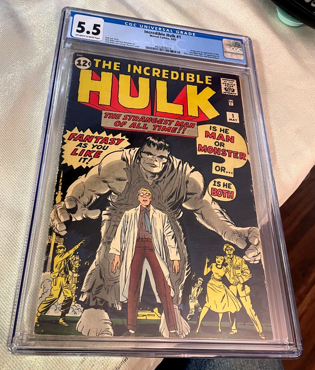 Incredible Hulk #1 CGC 5.5 / 1st App The INCREDIBLE HULK / 1962 / Comic Book Incredible Hulk #1 CGC 5.5 / 1st App The INCREDIBLE HULK / 1962 / Comic Book