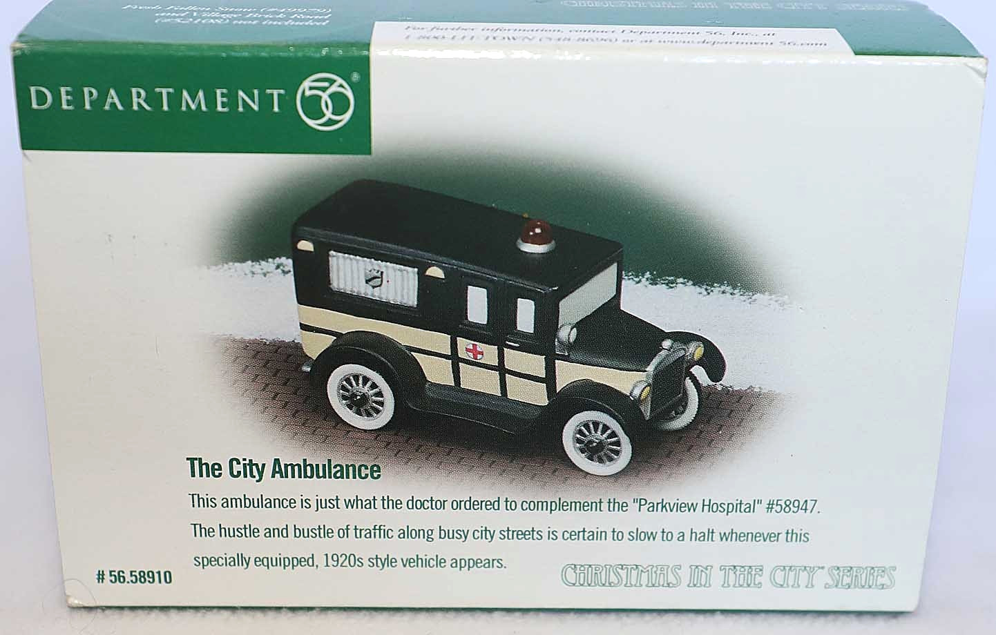 DEPT 56 THE CITY AMBULANCE CHRISTMAS IN THE CITY CIC SNOW VILLAGE 58910