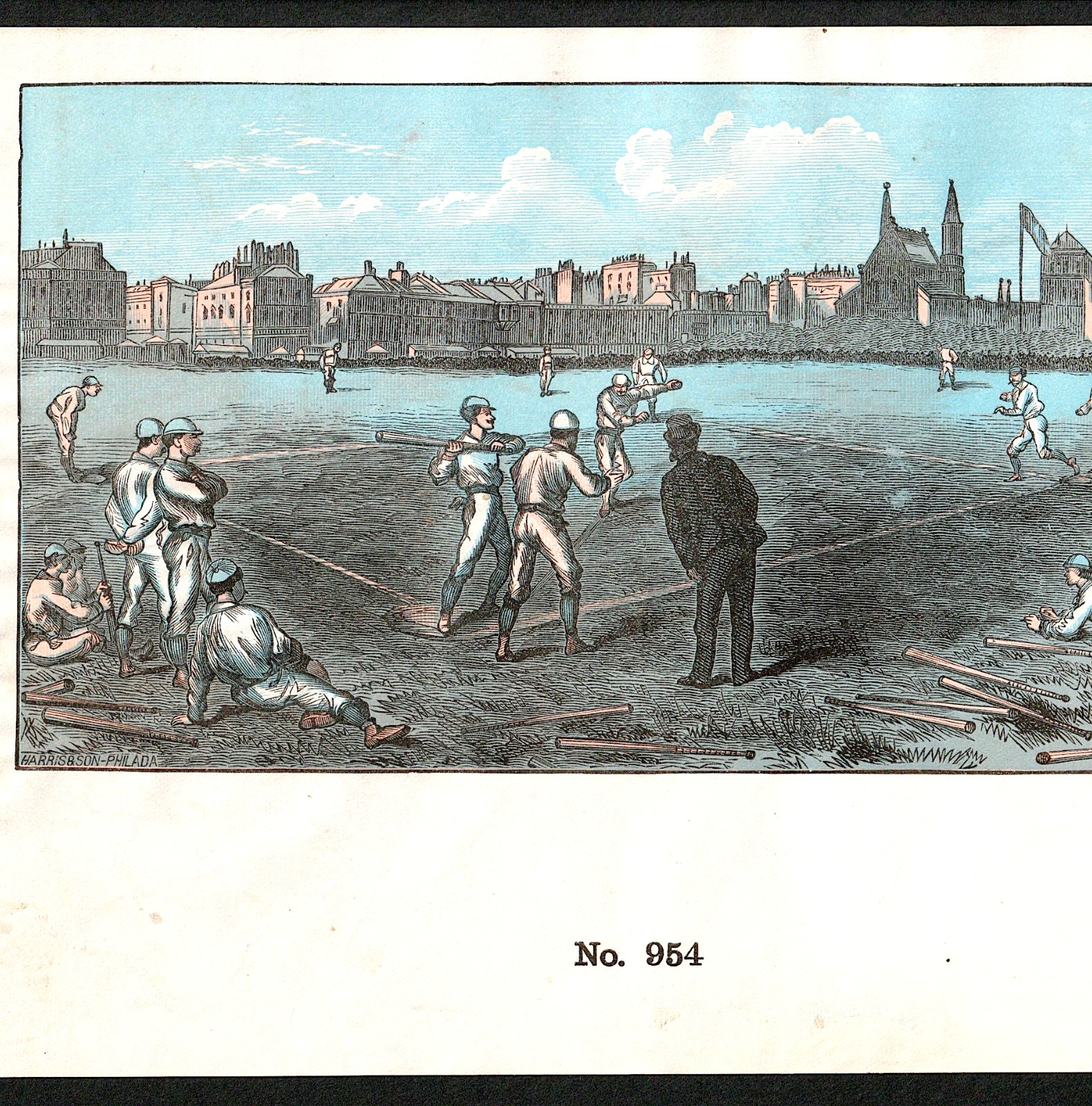 1870's Baseball Ext. RARE Short Stop Harris & Son Inner Cigar Box Label SR.L.sS