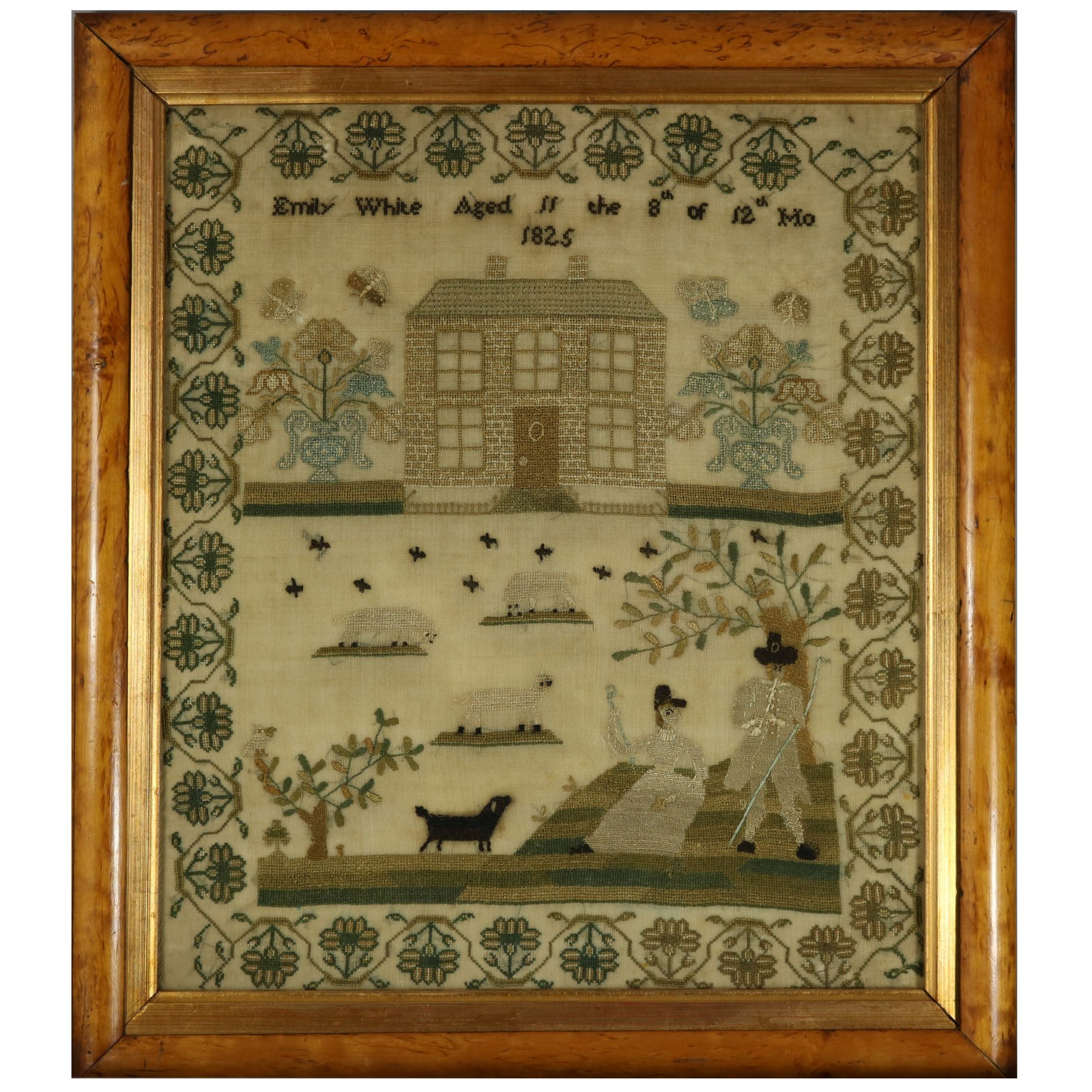 Antique Sampler, 1825, by Emily White Antique Sampler, 1825, by Emily White