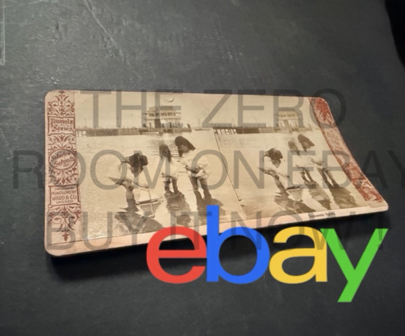 RIVERTON, NJ Little Girls Playing By Riverton Yacht Club , Delaware River,Stereo RIVERTON, NJ Little Girls Playing By Riverton Yacht Club , Delaware River,Stereo
