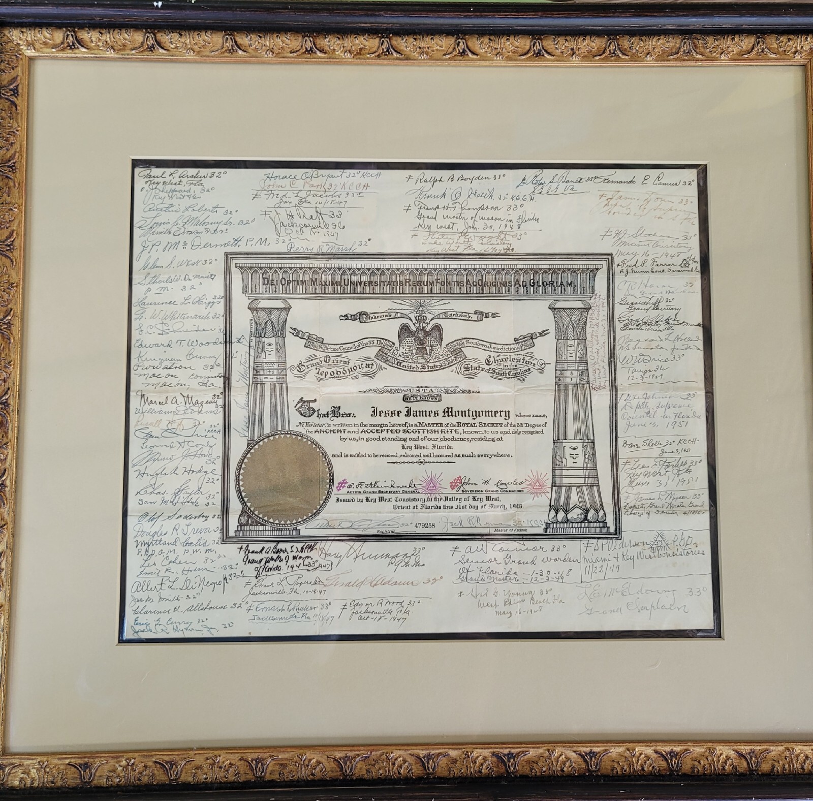 President Harry S Truman Signed Masonic Document Key West 33rd POTUS 33° Mason President Harry S Truman Signed Masonic Document Key West 33rd POTUS 33° Mason