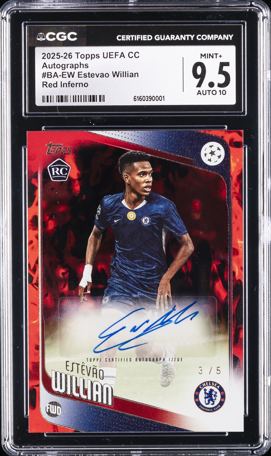 2025-26 TOPPS UEFA CLUB COMPETITIONS AUTOS RED INFERNO ESTEVAO WILLIAN CGC 9.5 2025-26 TOPPS UEFA CLUB COMPETITIONS AUTOS RED INFERNO ESTEVAO WILLIAN CGC 9.5