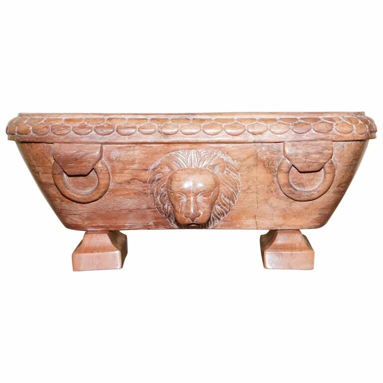 RARE ORIGINAL EARLY 19TH CENTURY ROMAN GRAND TOUR ROSSO ANTICO MARBLE LION BATH RARE ORIGINAL EARLY 19TH CENTURY ROMAN GRAND TOUR ROSSO ANTICO MARBLE LION BATH