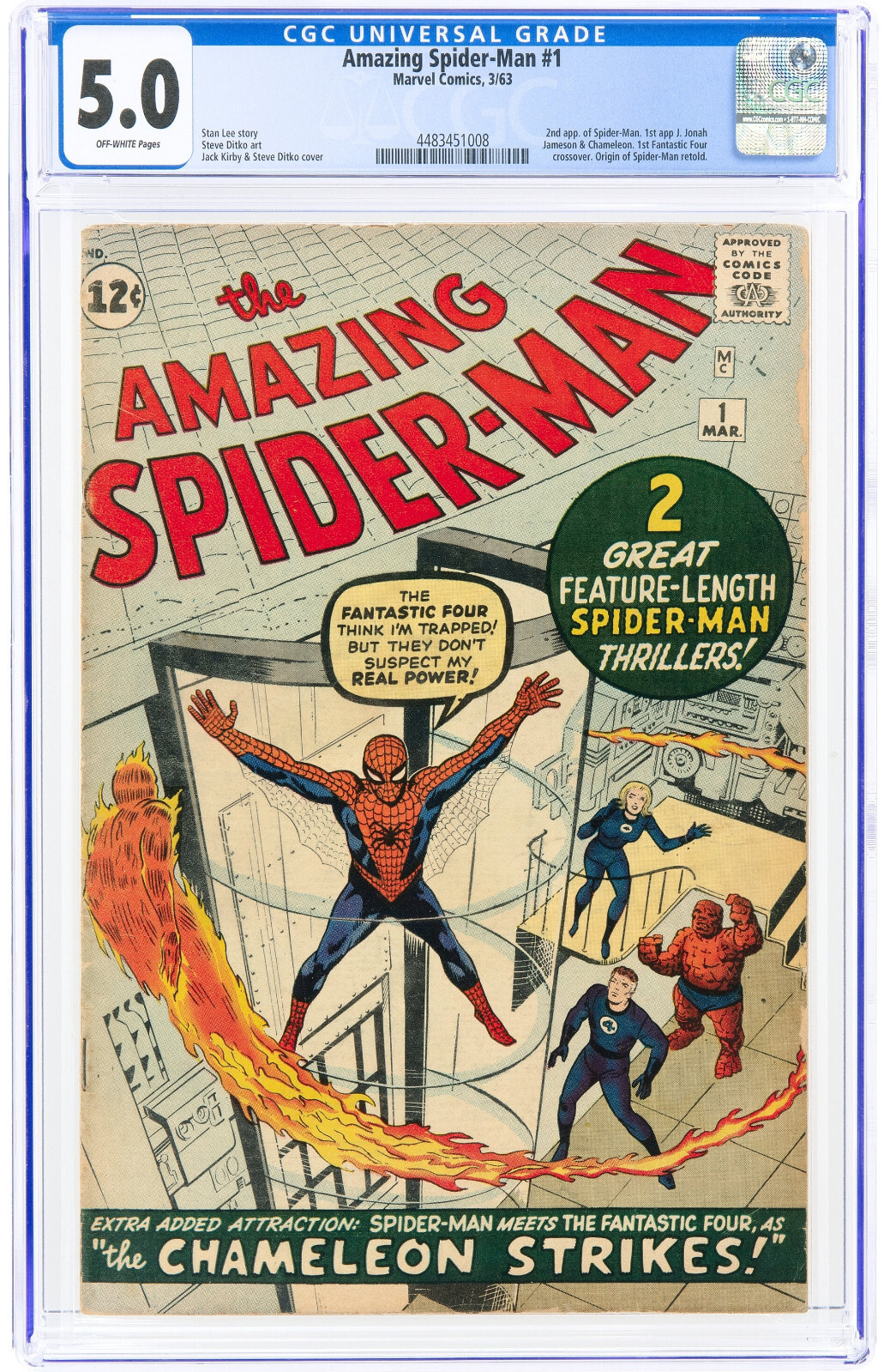 Amazing Spider-Man #1 CGC 5.0 1963 Rare Silver Grail from Fantasy #15 Q12 cm