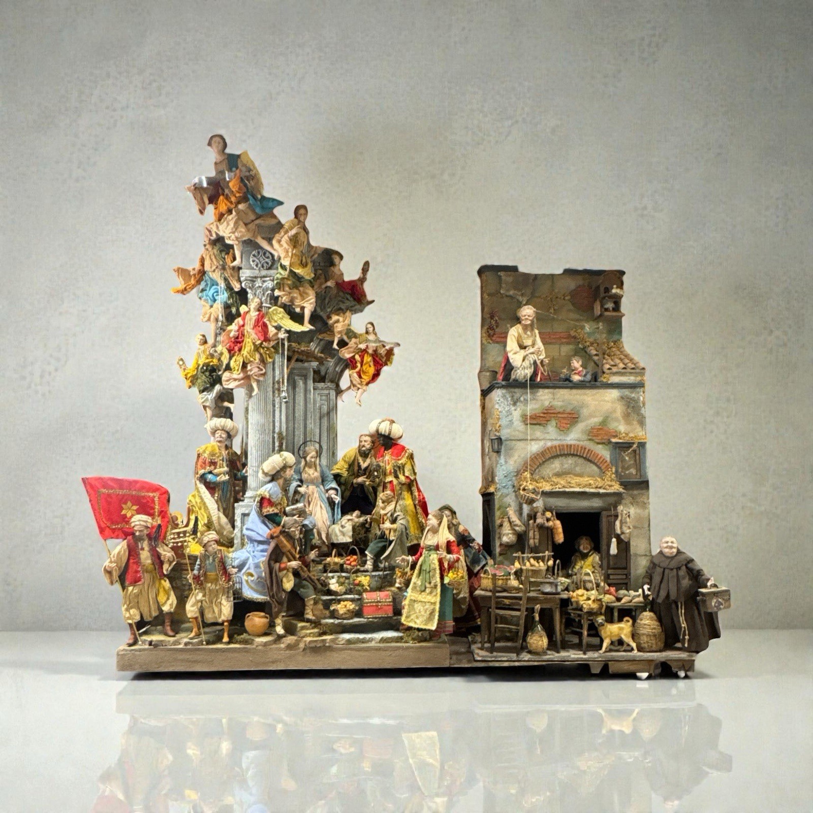 Neapolitan Nativity Linear Temple Tavern House Presepio Art 150X160 Cm Neapolitan Nativity Linear Temple Tavern House Presepio Art 150X160 Cm