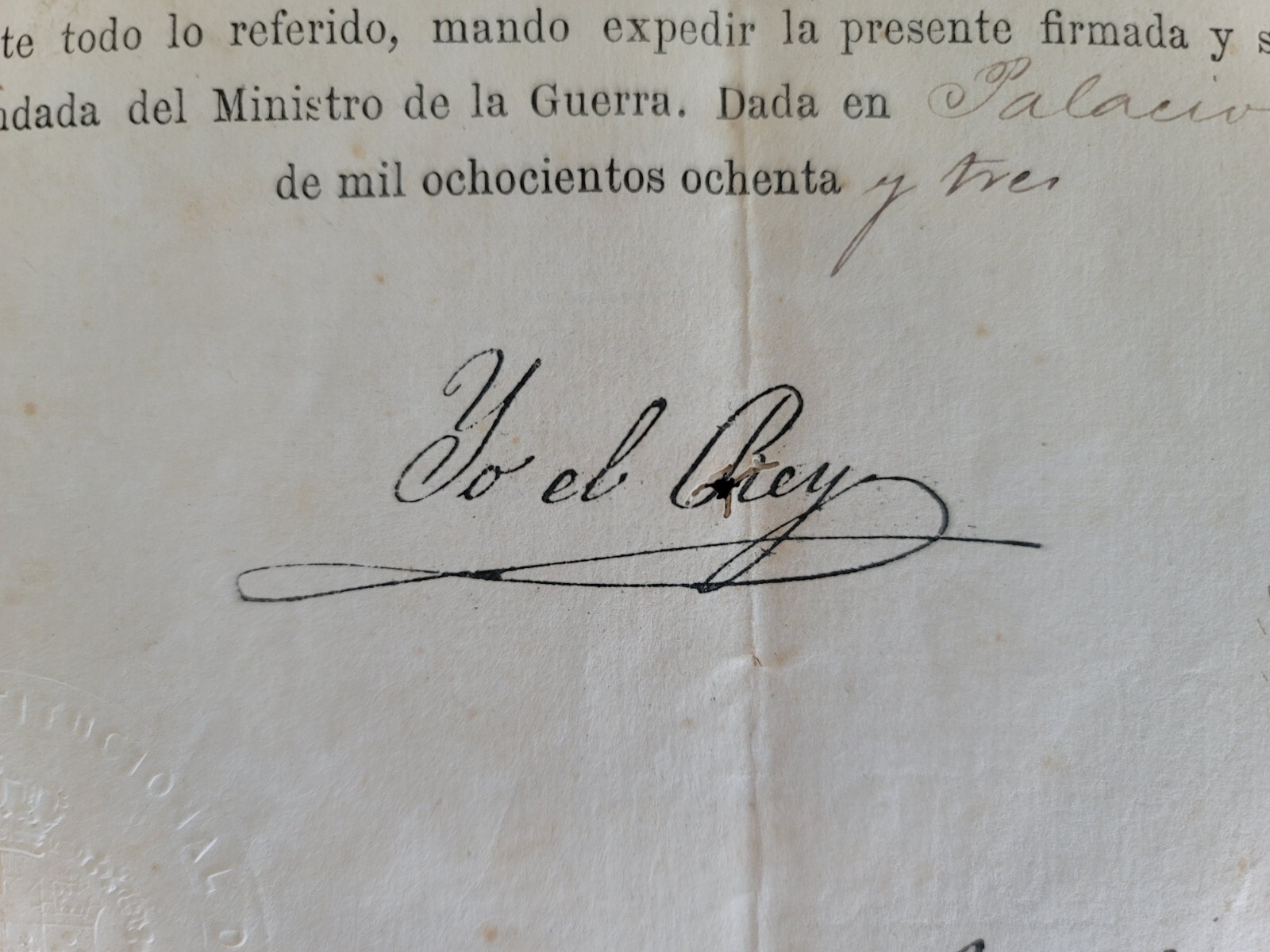 King Spain Alfonso XII Signed Royal Document Yo El Rey Spanish Royalty Coat Arms King Spain Alfonso XII Signed Royal Document Yo El Rey Spanish Royalty Coat Arms