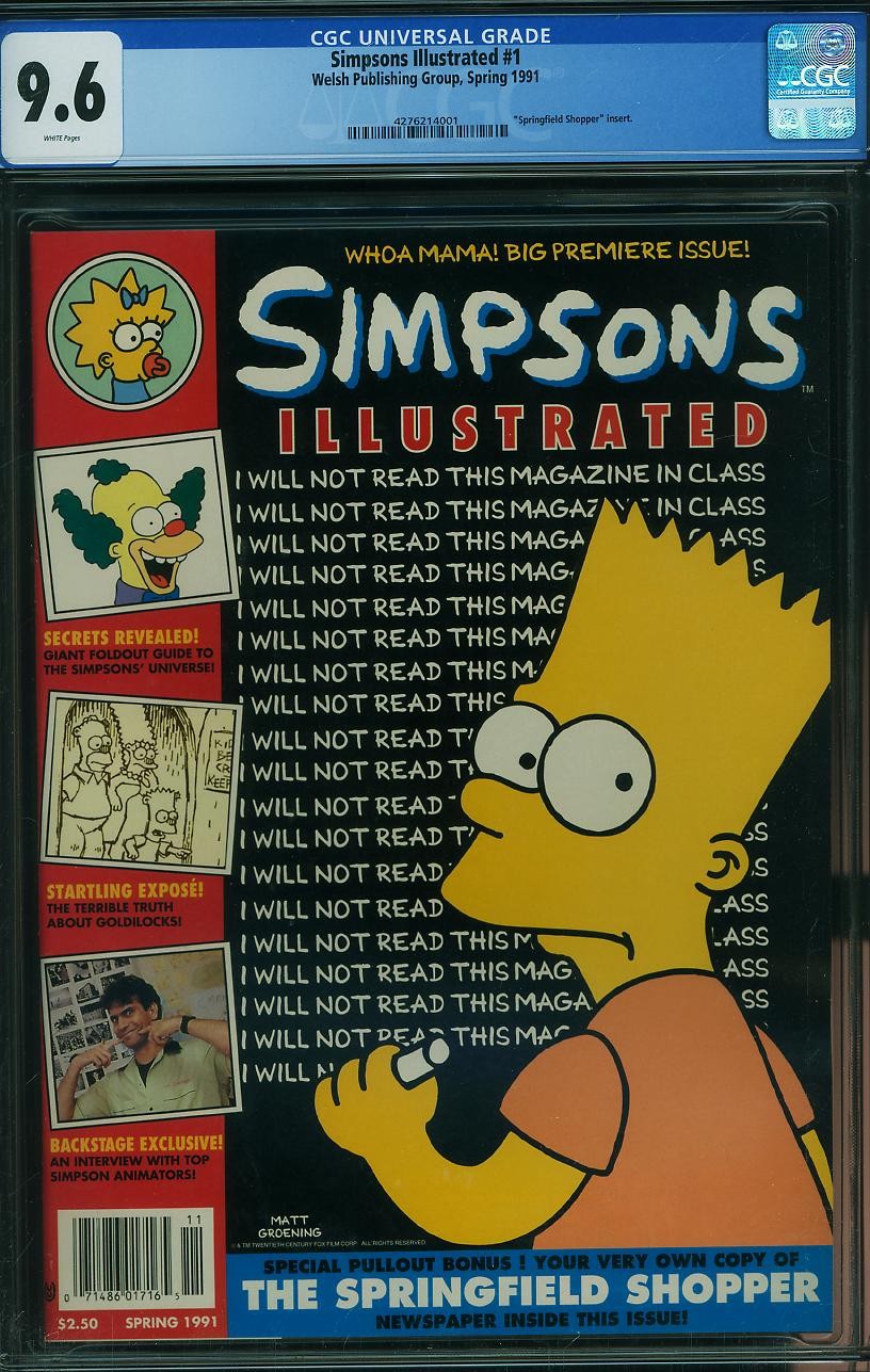 1991 SIMPSONS ILLUSTRATED CGC 9.6 NEWSSTAND HIGHEST GRADED 1ST SIMPSONS GRAIL