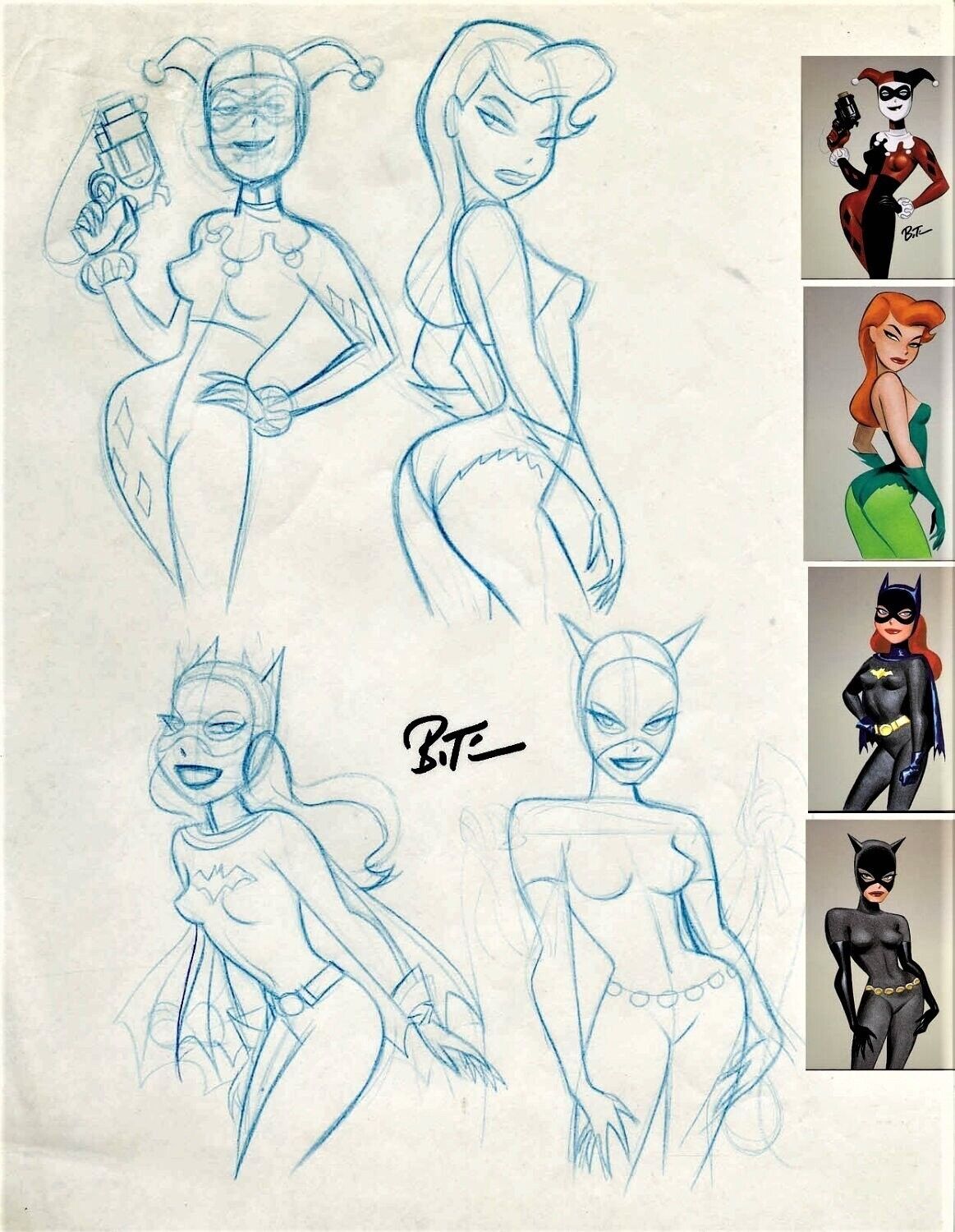 BRUCE TIMM - Women of Batman four print set prelim art, Harley Quinn +3 Batwoman