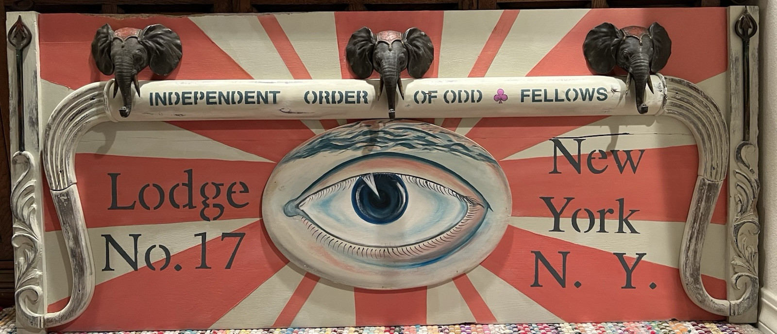 ANTIQUE FOLK ART ADVERTISING TRADE SIGN ODD FELLOWS MASONIC ART DECO WALL BANNER ANTIQUE FOLK ART ADVERTISING TRADE SIGN ODD FELLOWS MASONIC ART DECO WALL BANNER