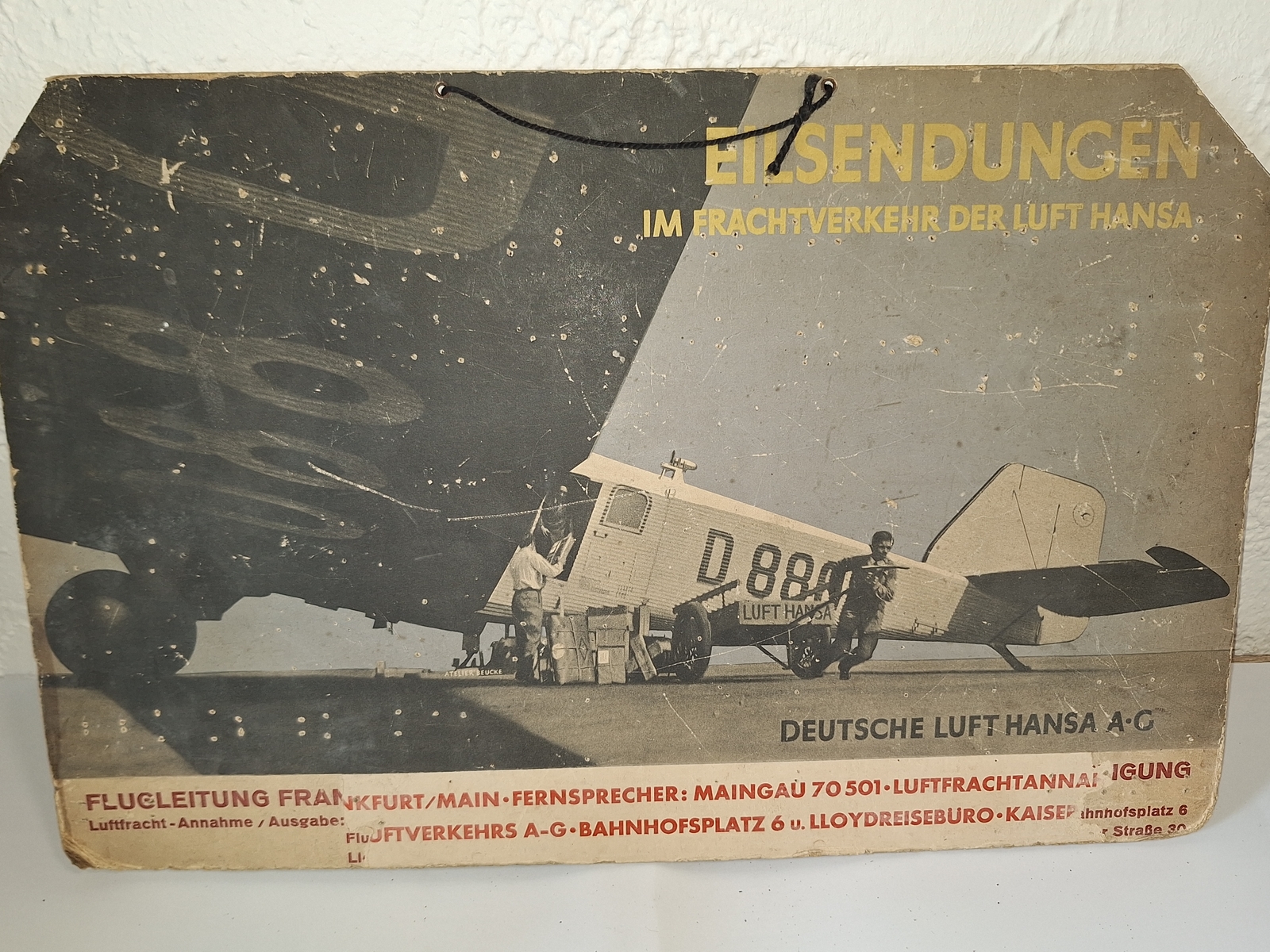 Junkers JU52 sign advertising advertisement Lufthansa express shipment in freight transport RARE Junkers JU52 sign advertising advertisement Lufthansa express shipment in freight transport RARE