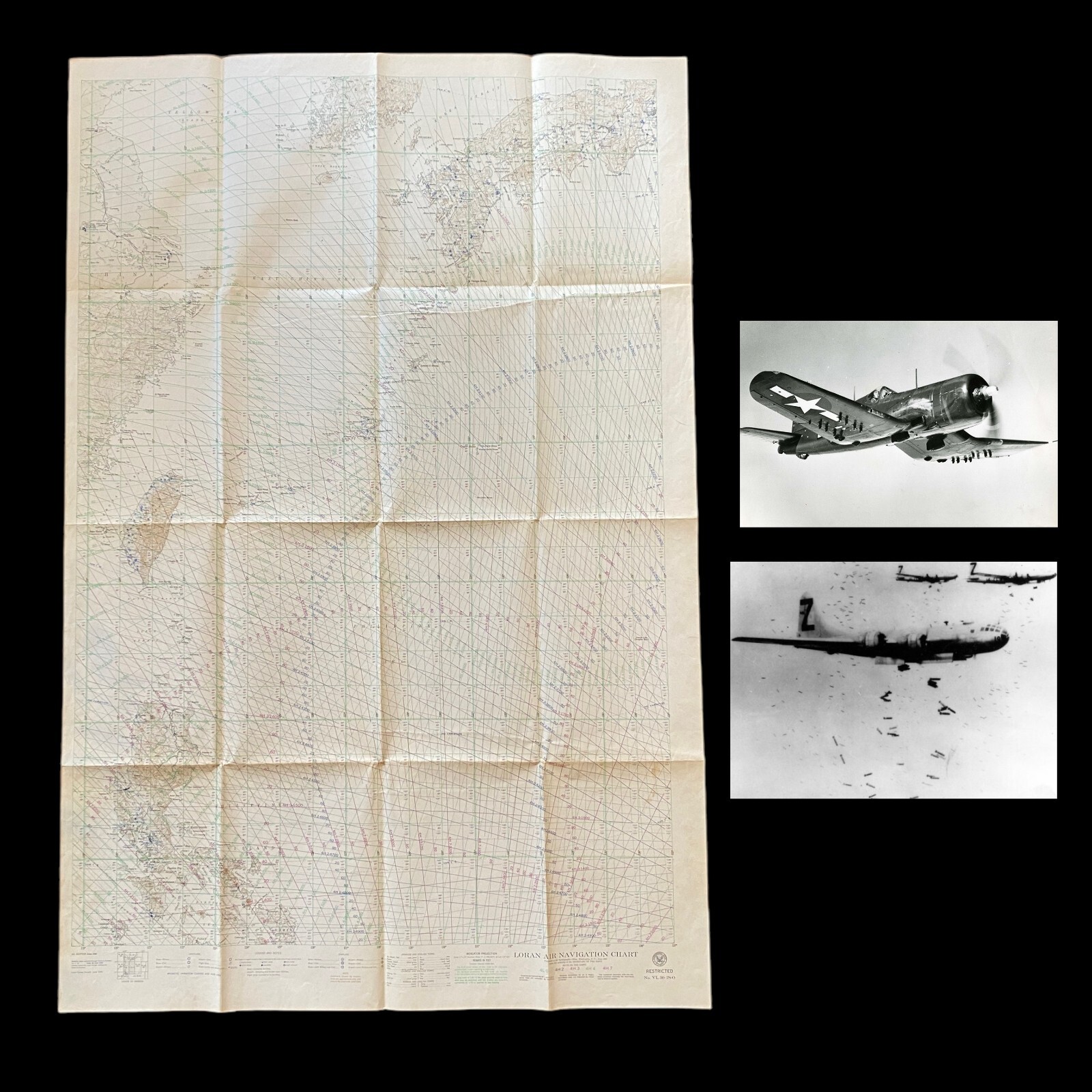 RARE WWII 1945 U.S. Navy LORAN Navigation Map Japan Hiroshima Nagasaki Okinawa RARE WWII 1945 U.S. Navy LORAN Navigation Map Japan Hiroshima Nagasaki Okinawa
