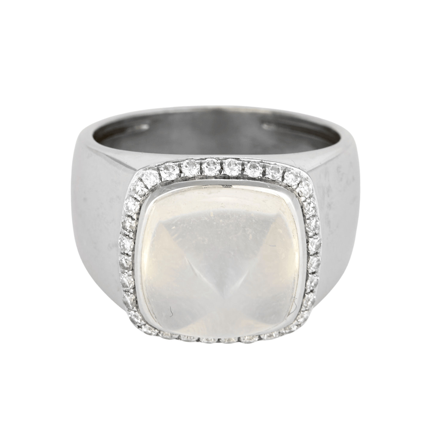 Fred Paris Collection: Sugar Loaf - Medium Model - Grey Gold and Stone Ring Fred Paris Collection: Sugar Loaf - Medium Model - Grey Gold and Stone Ring