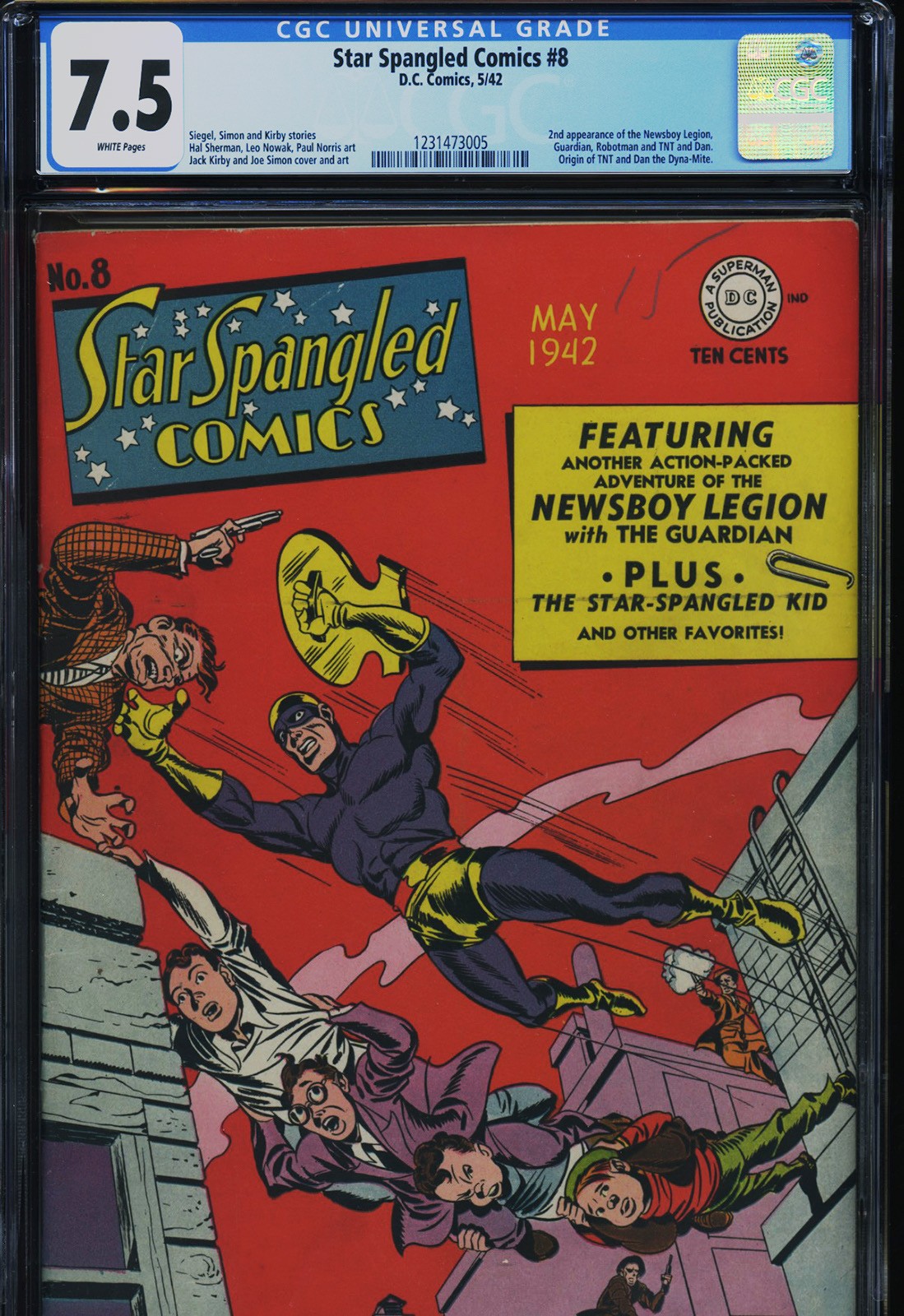 STAR SPANGLED COMICS #8 - CGC-7.5, WP - 2nd Newboy Legion & Guardian - Kirby STAR SPANGLED COMICS #8 - CGC-7.5, WP - 2nd Newboy Legion & Guardian - Kirby