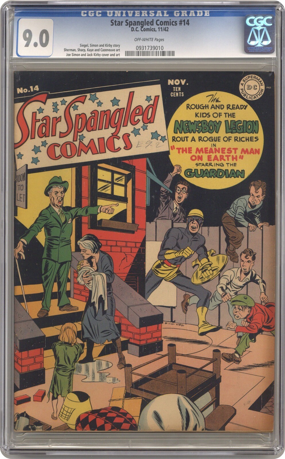Star Spangled Comics #14 CGC 9.0 VF/NM Off White Pages DC 1942 Simon & Kirby Star Spangled Comics #14 CGC 9.0 VF/NM Off White Pages DC 1942 Simon & Kirby