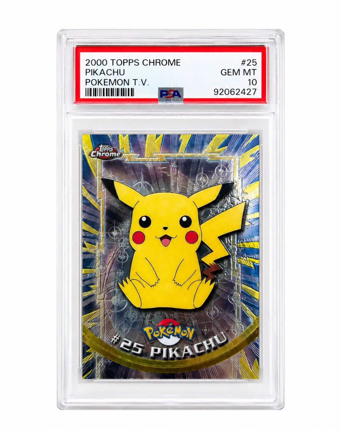 2000 TOPPS CHROME POKEMON T.V. #25 PIKACHU PSA 10