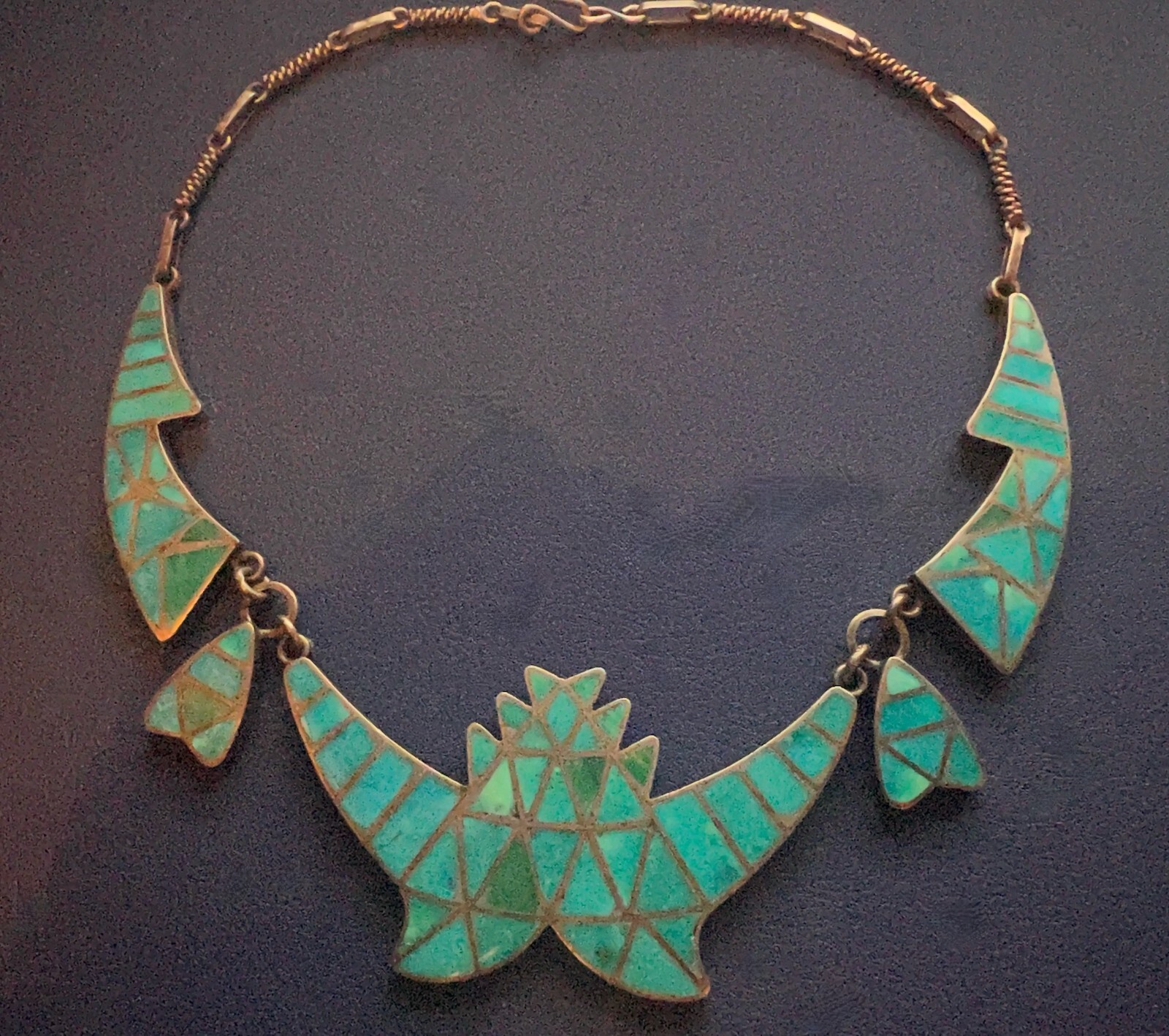 BEST Unique Zuni attr Lambert Homer Sr Necklace Channel Inlay Blue Gem Turquoise BEST Unique Zuni attr Lambert Homer Sr Necklace Channel Inlay Blue Gem Turquoise