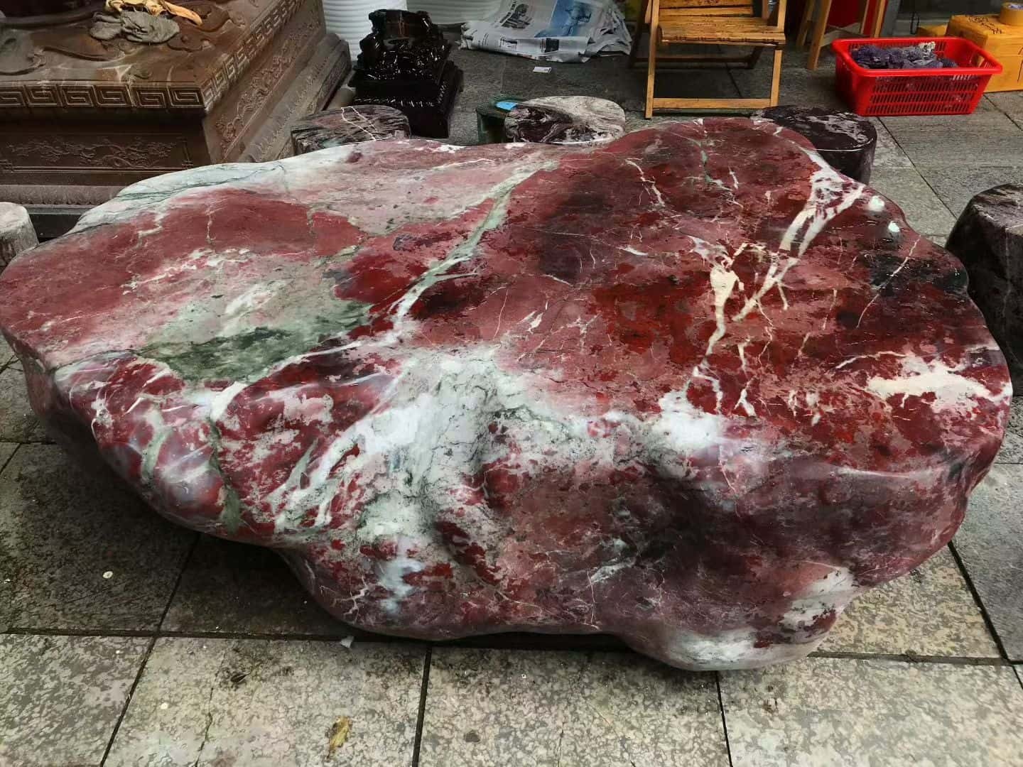 4400LB Natural Guilin Chicken Blood Jade Grand Tea Terrace Quartz Crystal Decor 4400LB Natural Guilin Chicken Blood Jade Grand Tea Terrace Quartz Crystal Decor