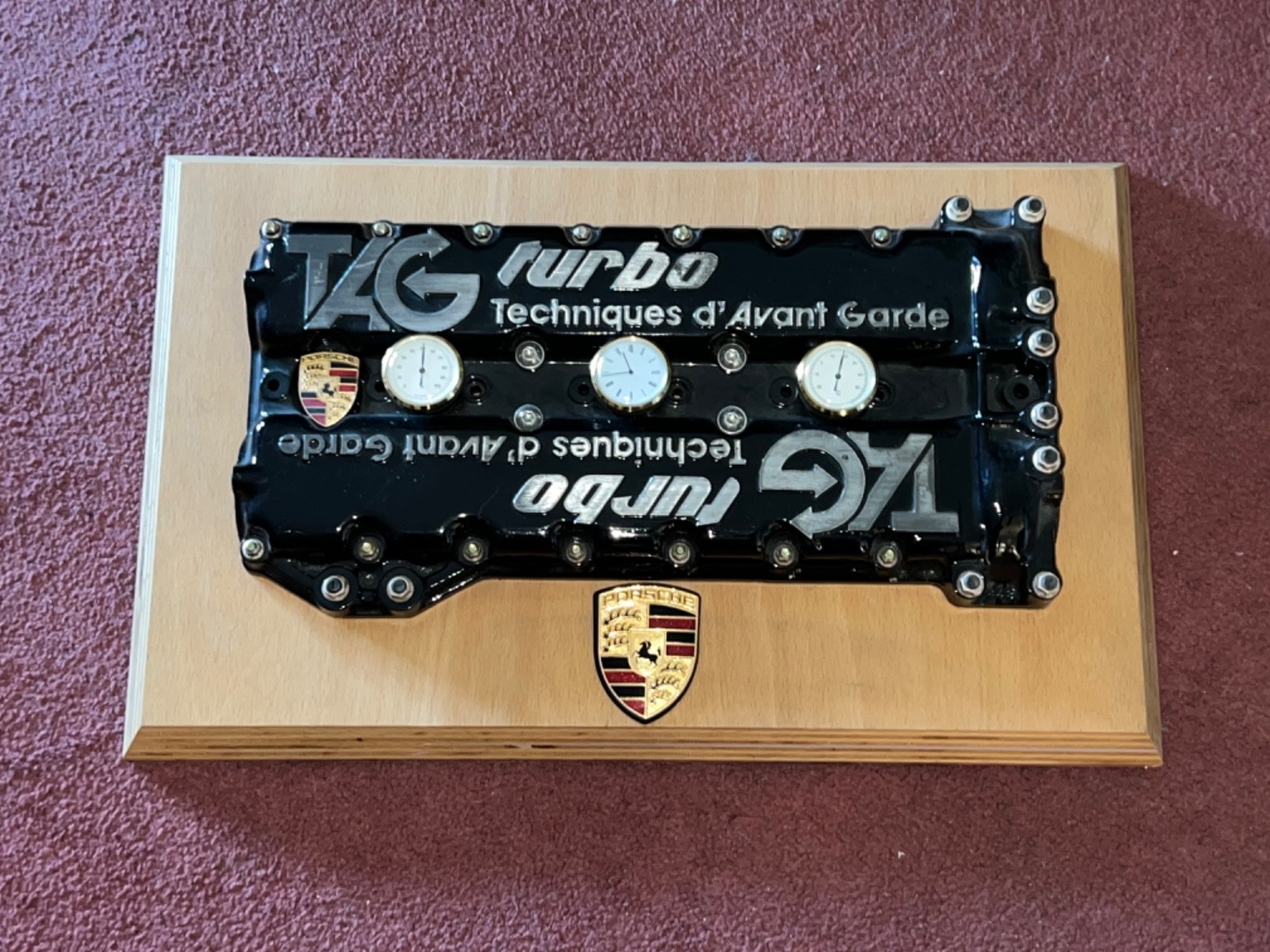 RARE 1980’s OFFICIAL MCLAREN MP4 TAG TURBO PORSCHE CYLINDER HEAD ART PIECE SIGN RARE 1980’s OFFICIAL MCLAREN MP4 TAG TURBO PORSCHE CYLINDER HEAD ART PIECE SIGN