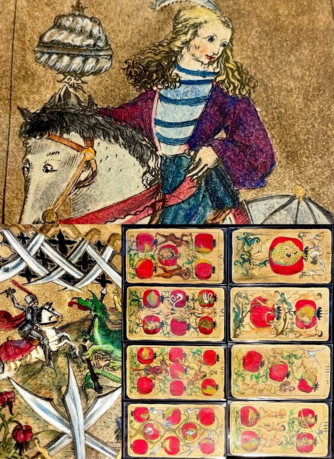 Historical Gothic Hand Painted South German Engraver Commemorative Playing Cards Historical Gothic Hand Painted South German Engraver Commemorative Playing Cards