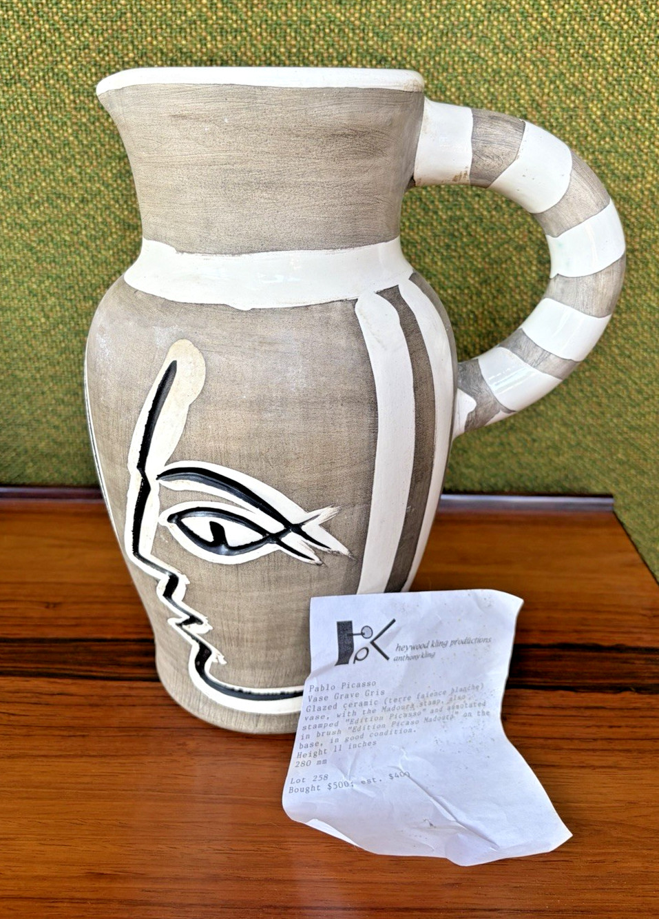 1954 Pablo Picasso Vase Pitcher Grave Gris Madoura 1954 Pablo Picasso Vase Pitcher Grave Gris Madoura