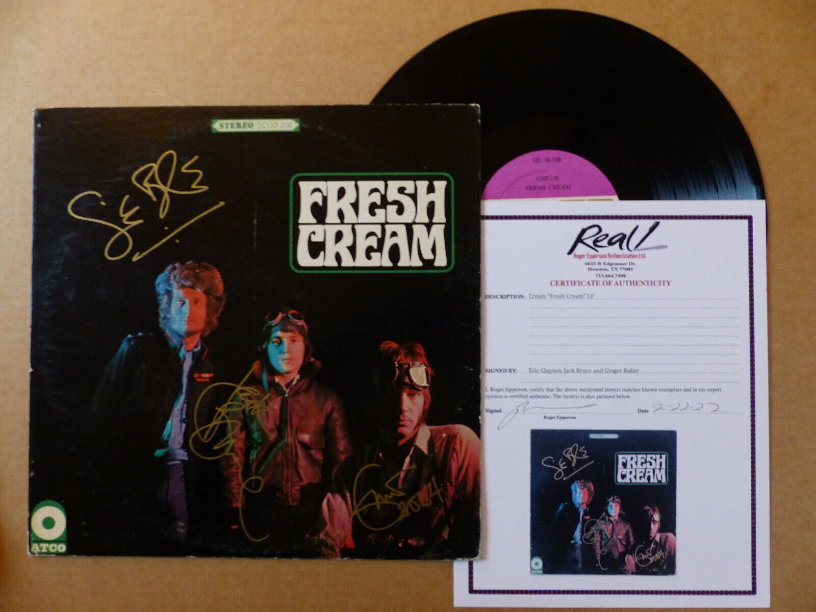 CREAM Eric Clapton, Jack Bruce & Ginger Baker signed Autograph CREAM FRESH Vinyl