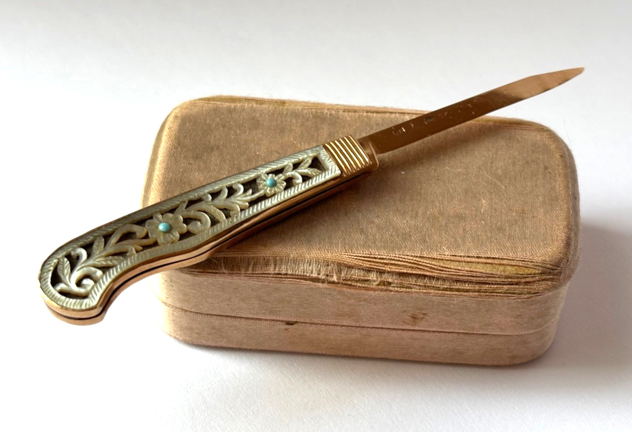 Ant. Imperial Rus. Faberge Solid Gold 18k 72 KF Ladies Little Letter Knife Ant. Imperial Rus. Faberge Solid Gold 18k 72 KF Ladies Little Letter Knife