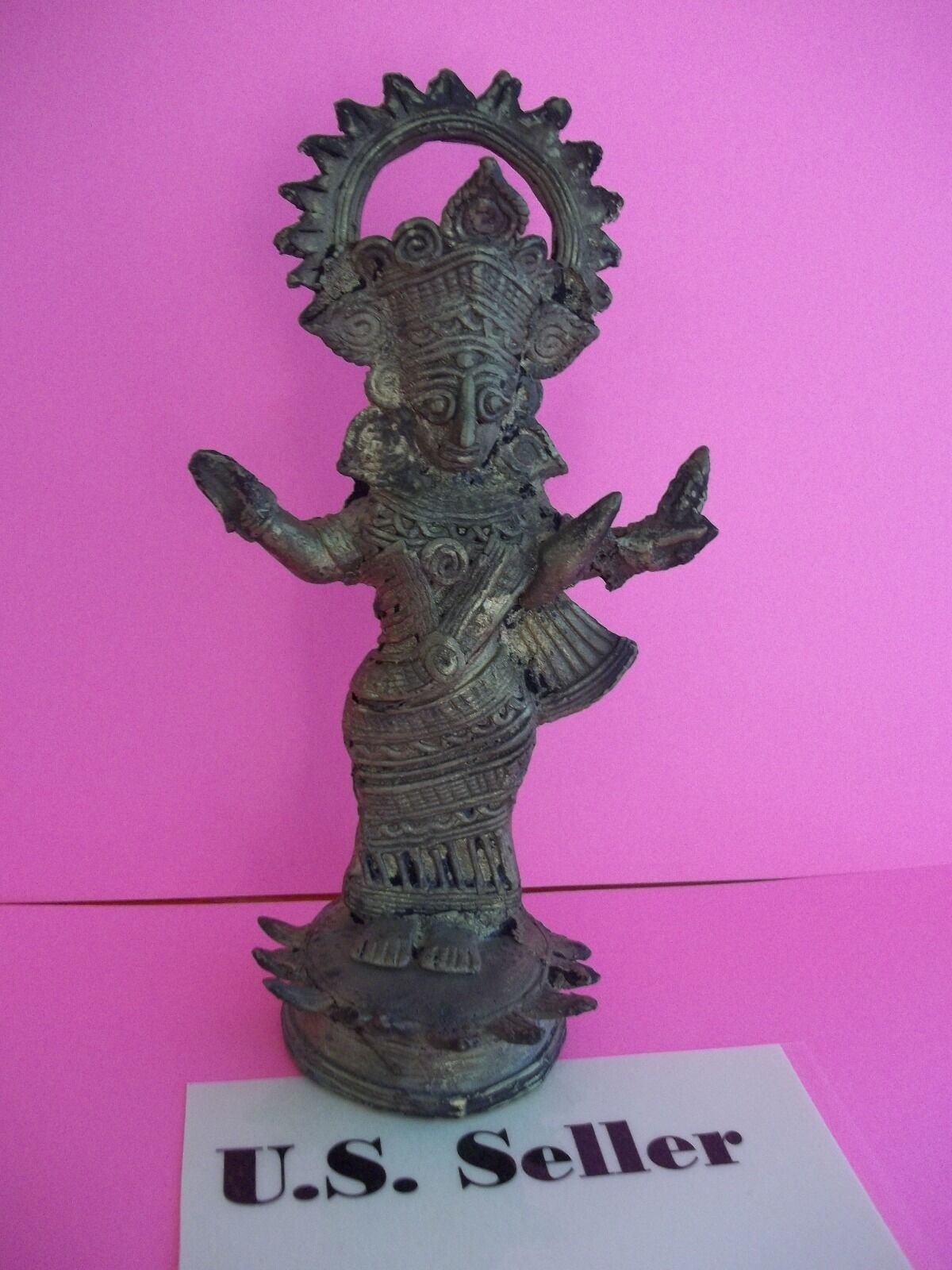 Beautiful and Delicate Antique Statue of Goddess Durga Mata Made of Brass US 