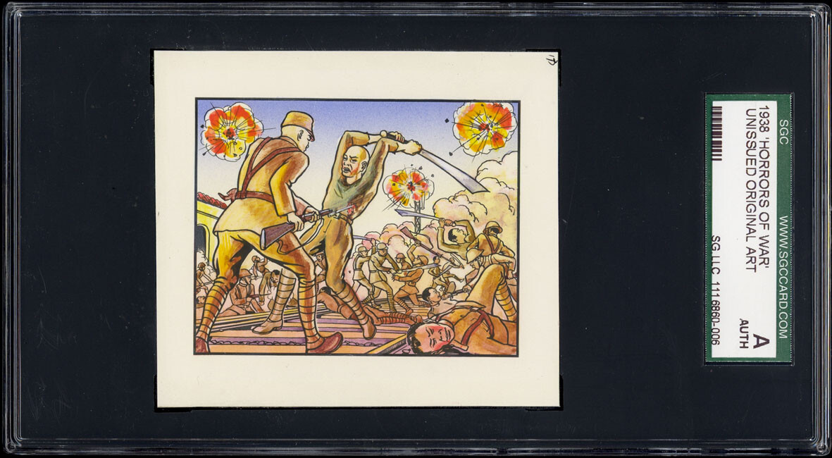 1938 Horrors of War original art from high-series unissued cards ONLY 6 KNOWN