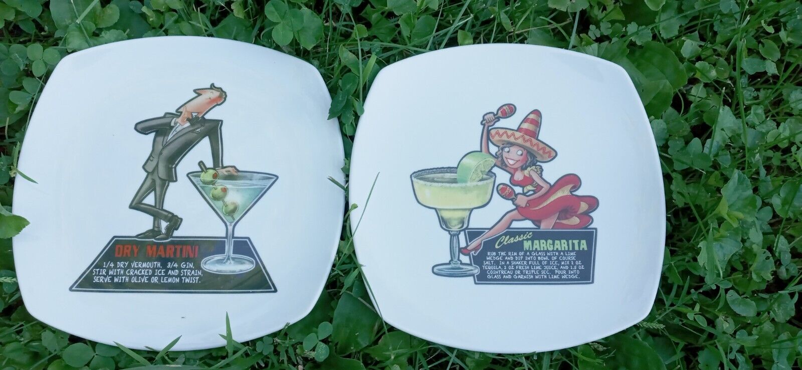 Bauscher Germany Porcelain Dry Martini & Classic Margarita Recipe Plates 71/2