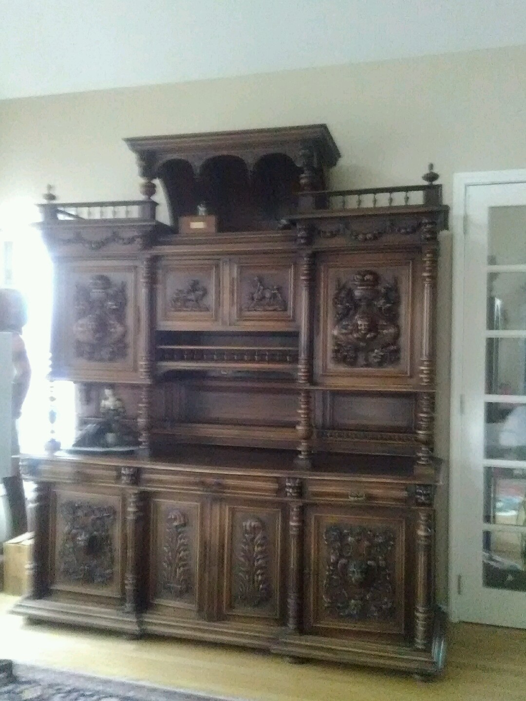 Old Gothic French Royal Family Wood Strong Well Maintained Carved Buffet Old Gothic French Royal Family Wood Strong Well Maintained Carved Buffet