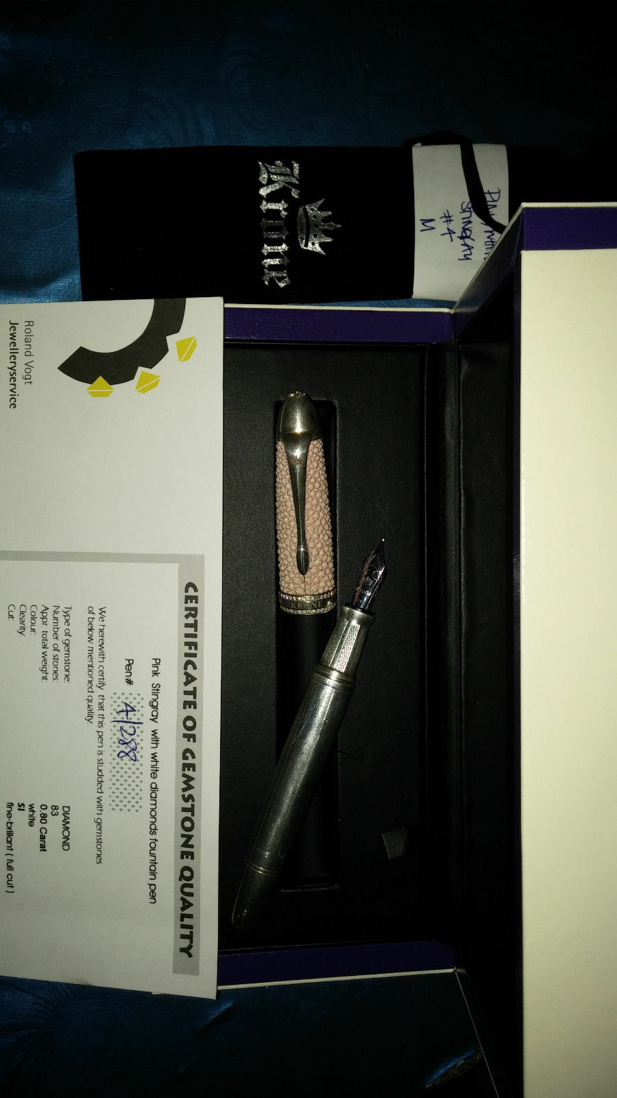 Krone Pink Stingray White Diamonds (0.80 Kr) F.P. solid silver - MSRP $15,000 Krone Pink Stingray White Diamonds (0.80 Kr) F.P. solid silver - MSRP $15,000