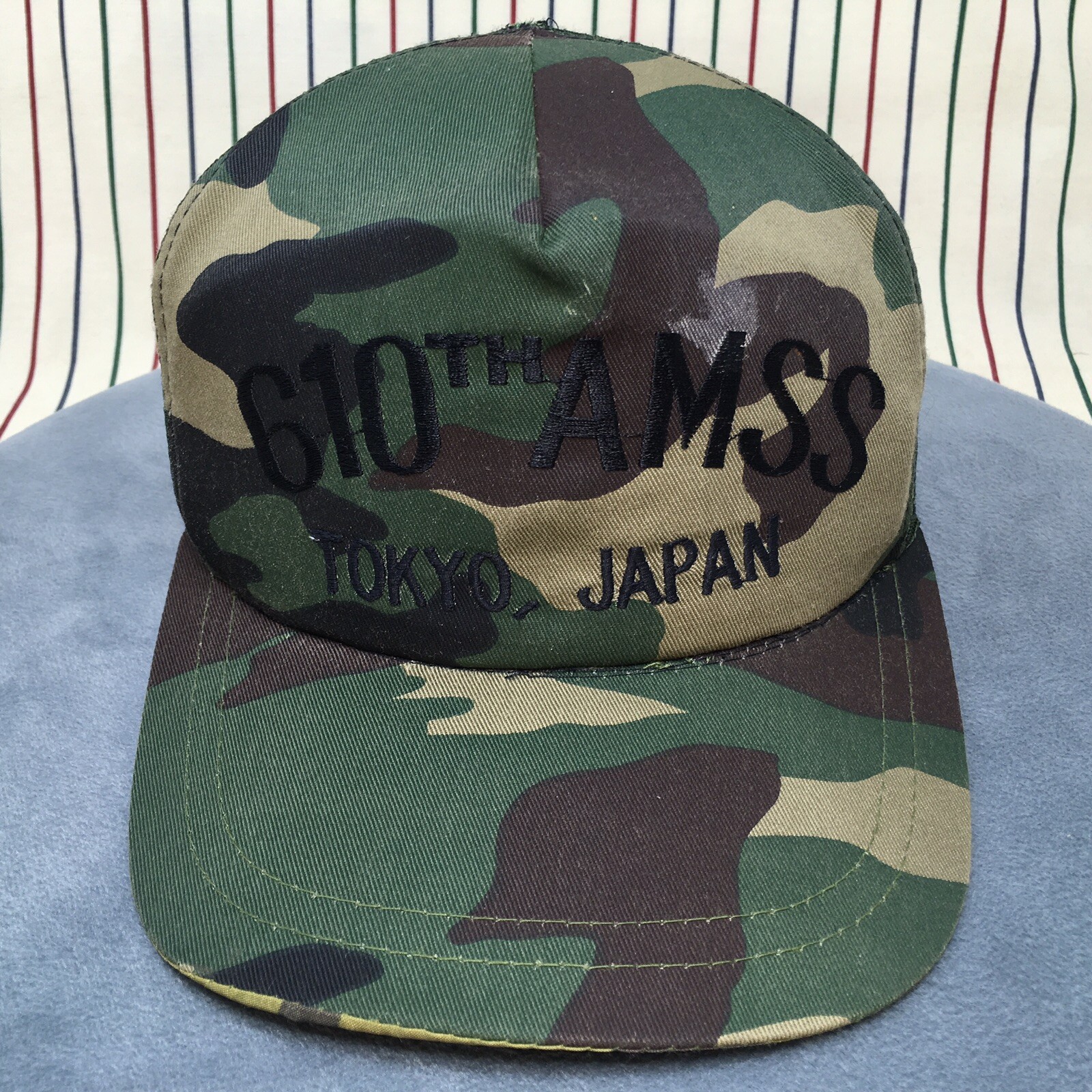 0048 Vintage 610th AMSS Tokyo Japan Hat Ball Cap Snapback Camo USAF Defunct VTG