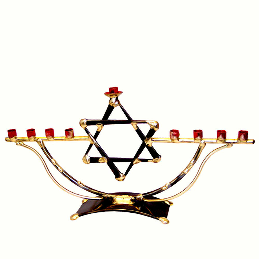 Gary Rosenthal Judaica Nail Hanukkah Menorah glass star of David Jewish